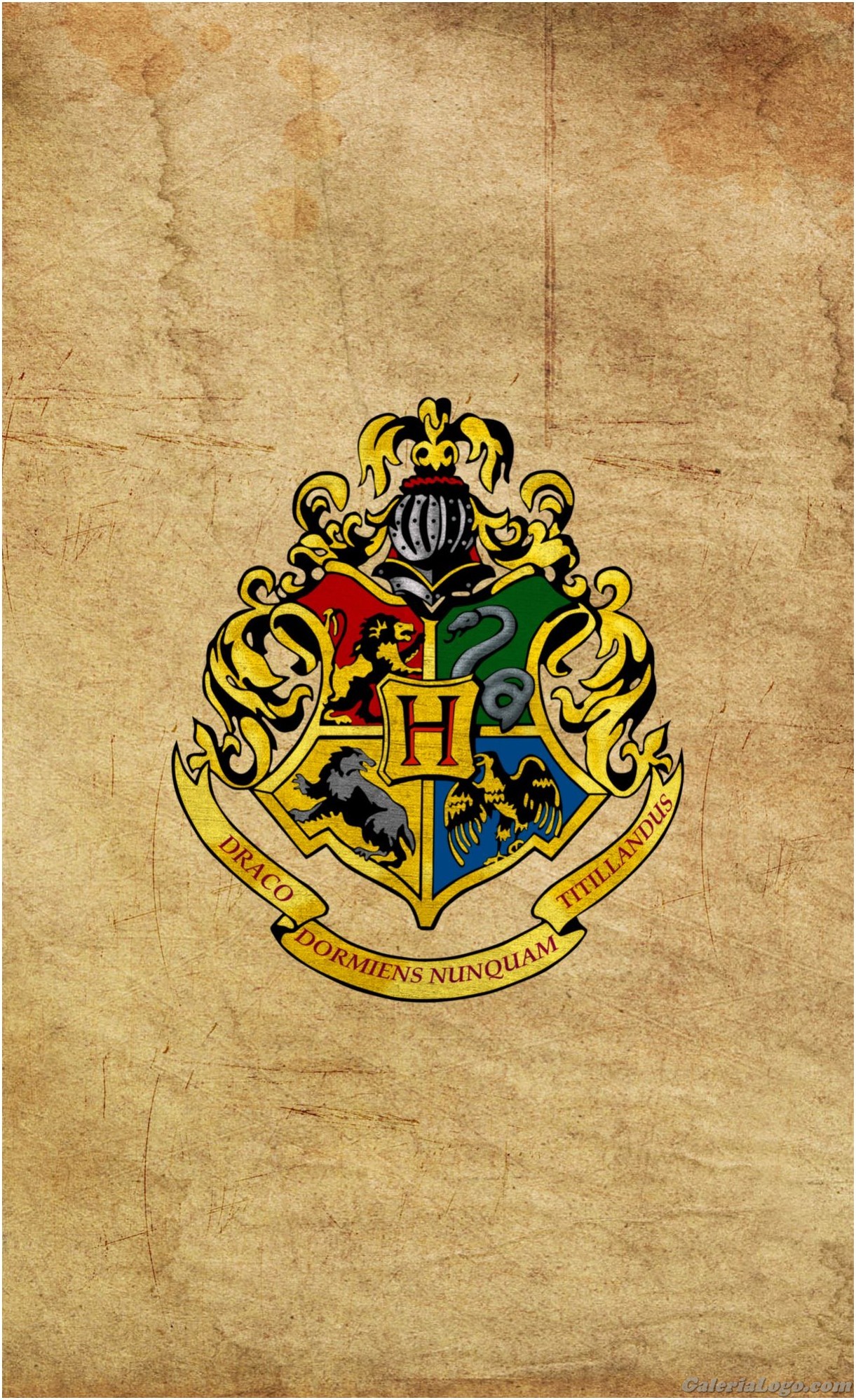 Stemma di Hogwarts, Harry Potter, Pergamena, Minimalismo, Full HD, sfondo verticale per cellulare