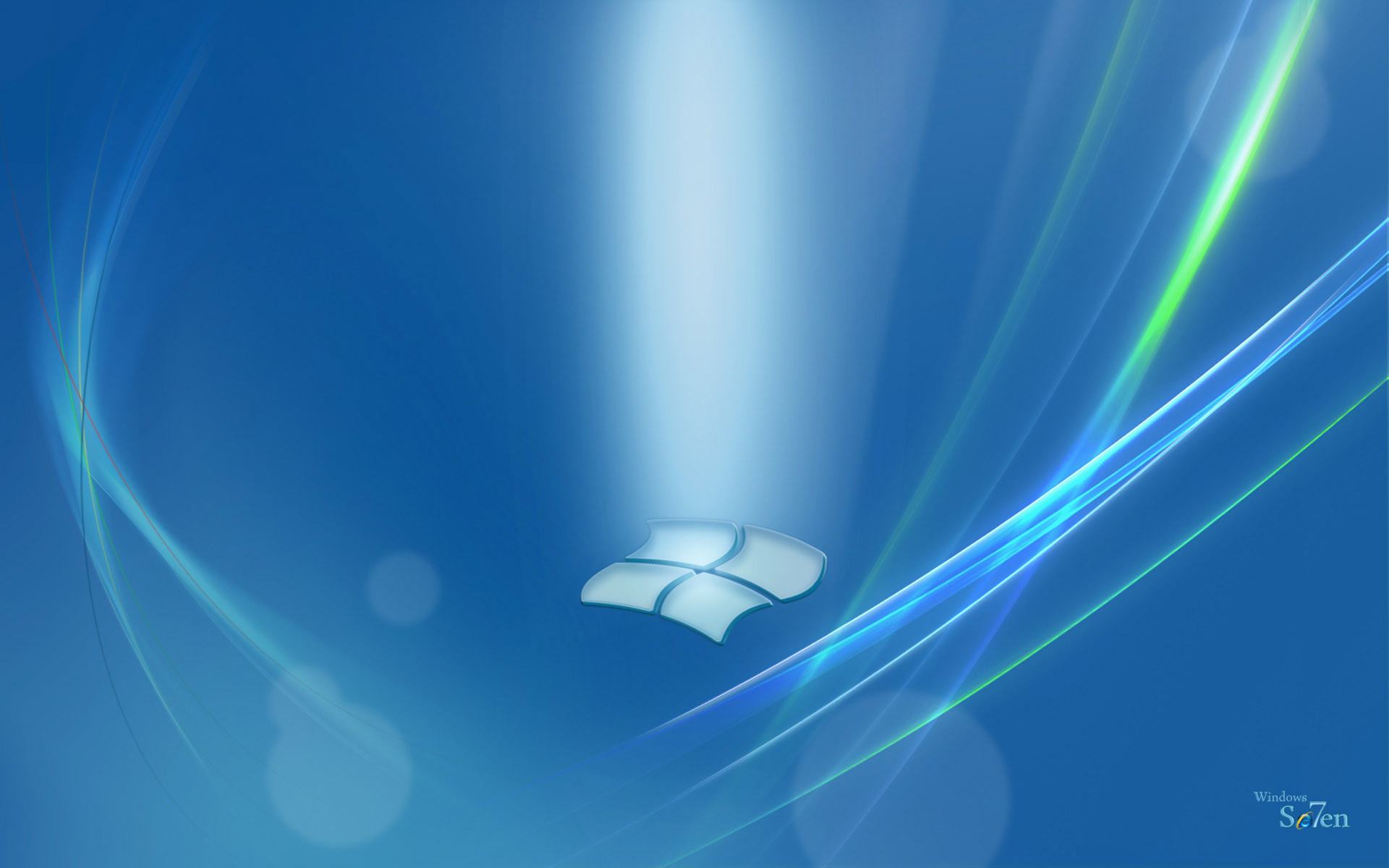 Windows 7, Logo Windows, Raggio di luce, Sfondo blu, Full HD, wallpaper per computer