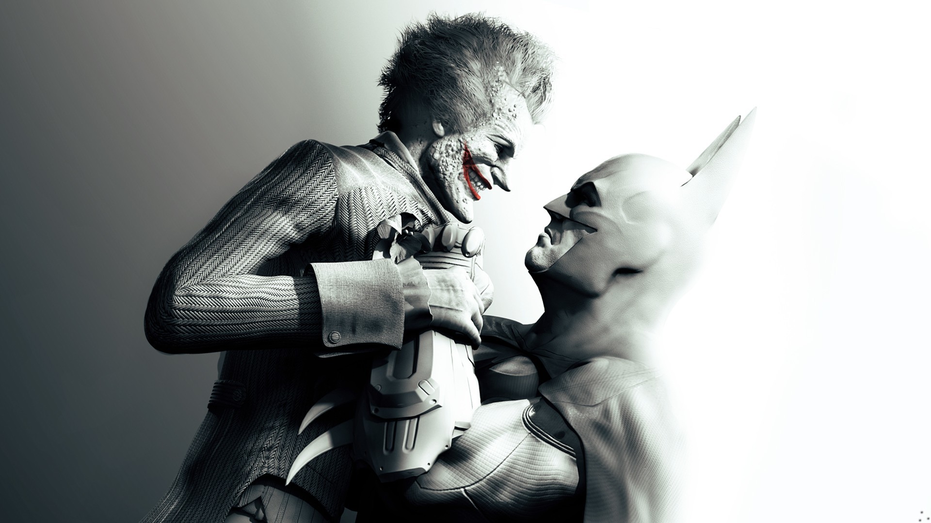 Joker, Batman, Batman: Arkham City, Lotta, Bianco e nero, Full HD, sfondo desktop