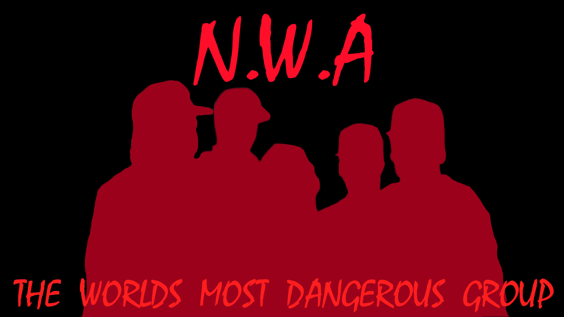 N.W.A, The World's Most Dangerous Group, Silhouette, Rosso, Full HD 1080p, sfondo desktop