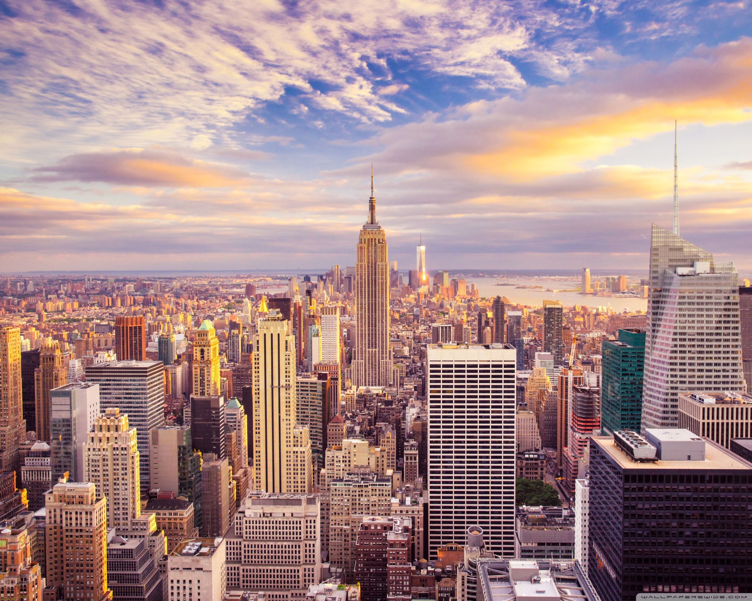 Empire State Building, Manhattan, New York, Tramonto, 2K, sfondo Windows 11