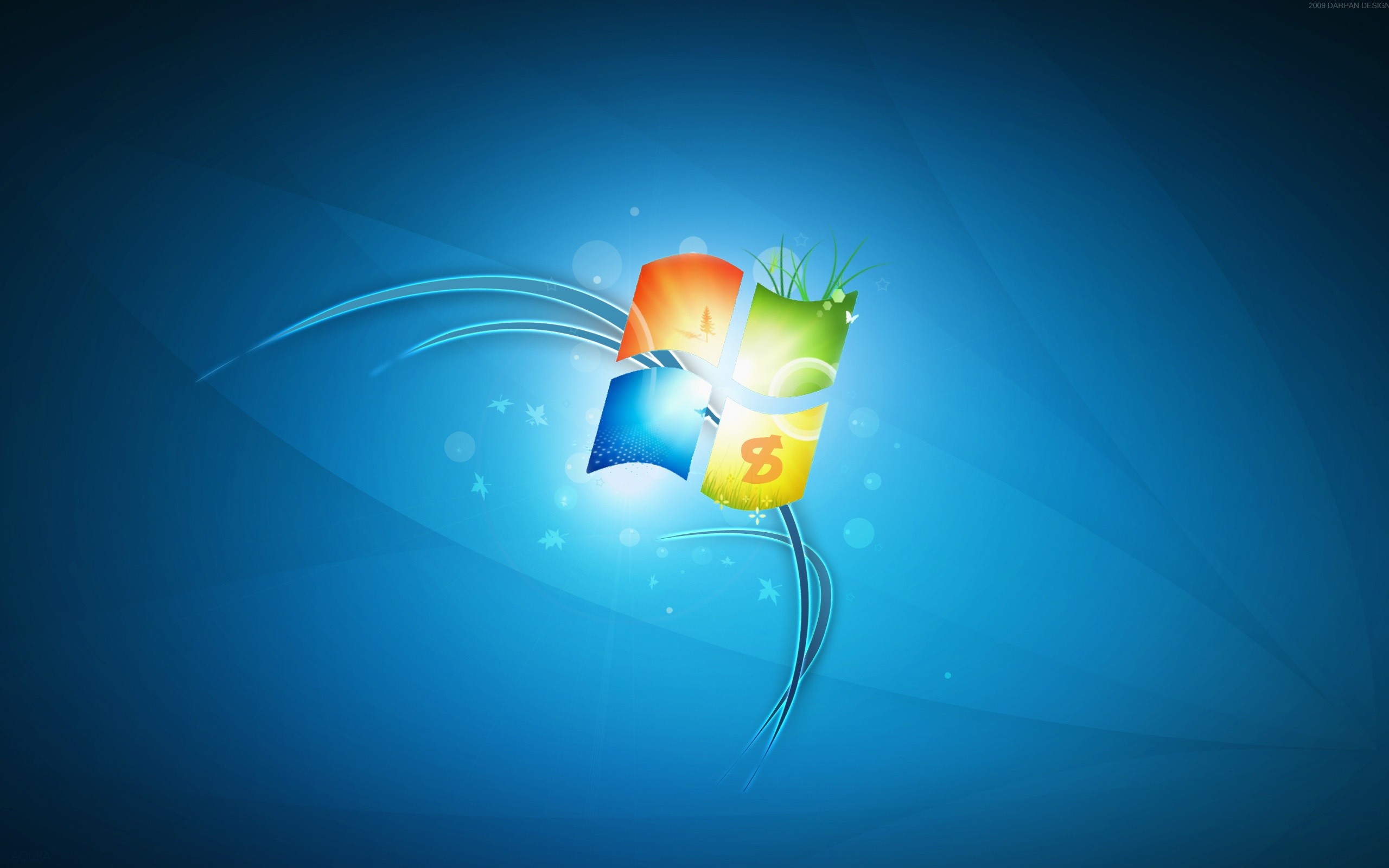 Windows 7, Logo Windows, Blu, Luce, 2K, sfondo per PC