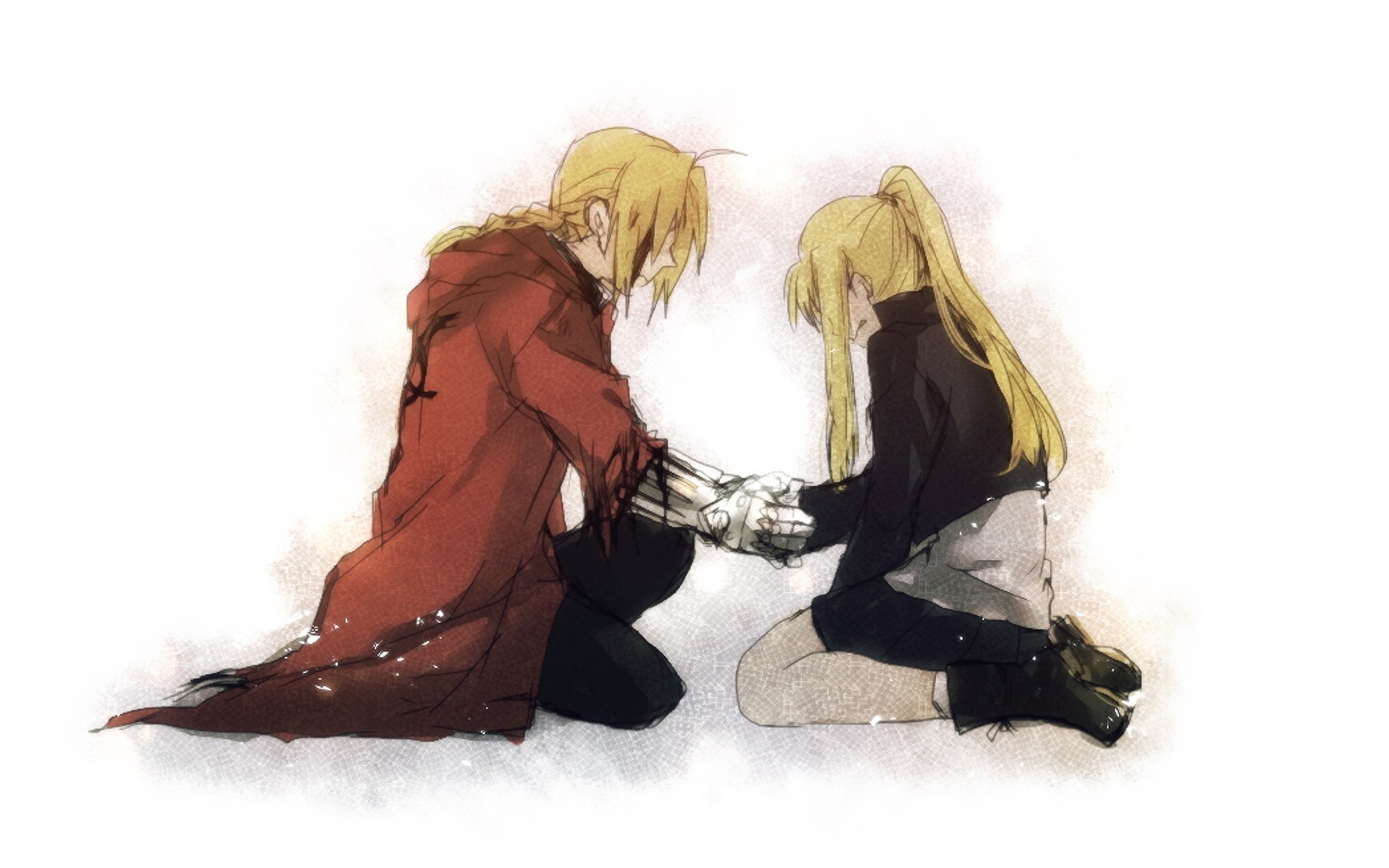 Edward Elric, Winry Rockbell, Fullmetal Alchemist: Brotherhood, Sfondo bianco, wallpaper desktop