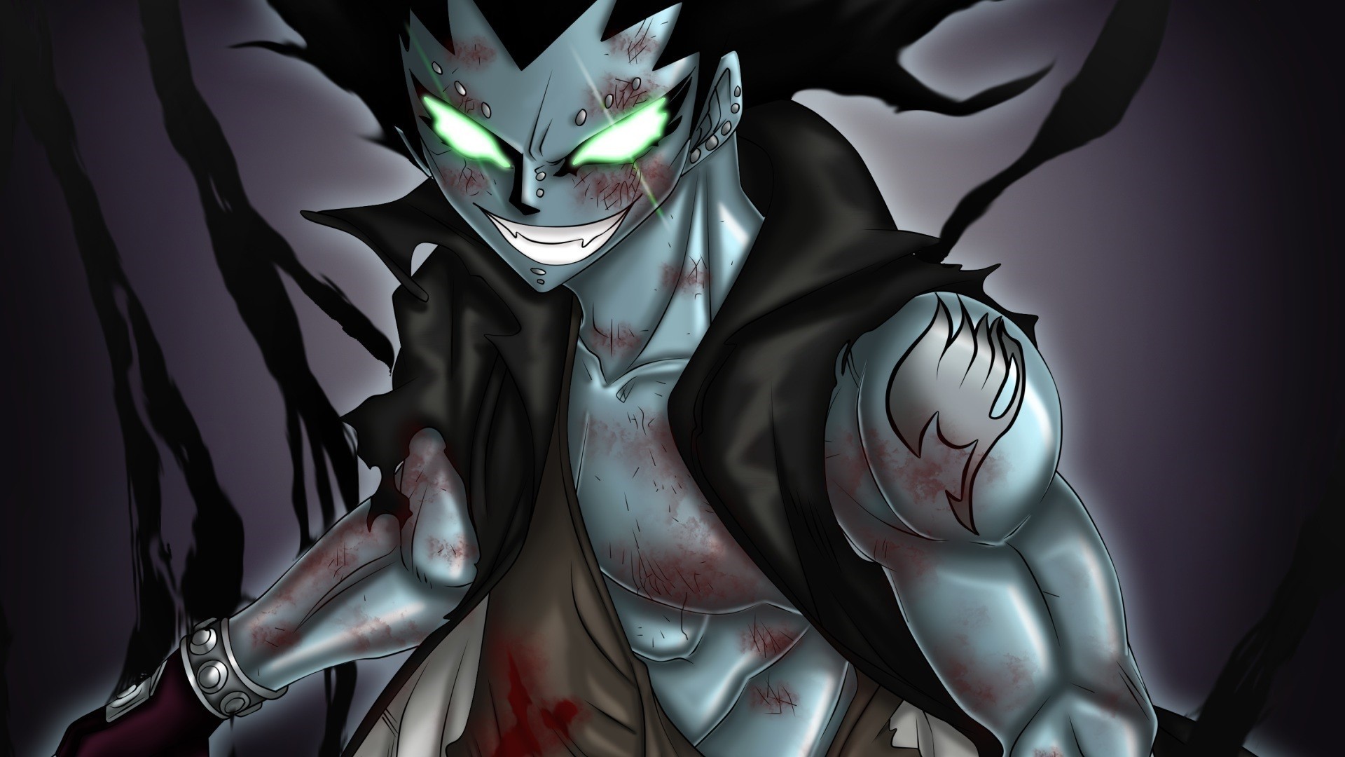 Gajeel Redfox, Fairy Tail, Dragon Force, Occhi verdi, Full HD, sfondo desktop