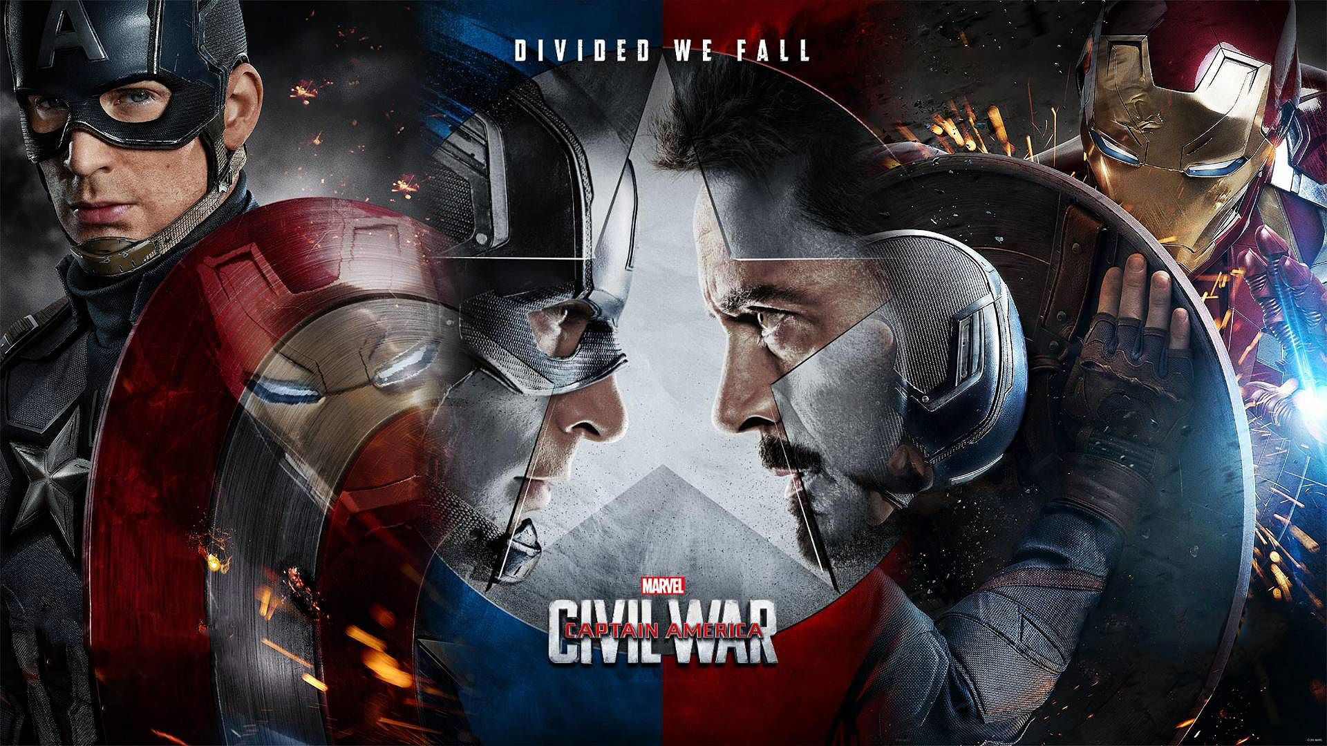 Captain America, Iron Man, Chris Evans, Robert Downey Jr., Captain America: Civil War, Divided We Fall, immagine di sfondo