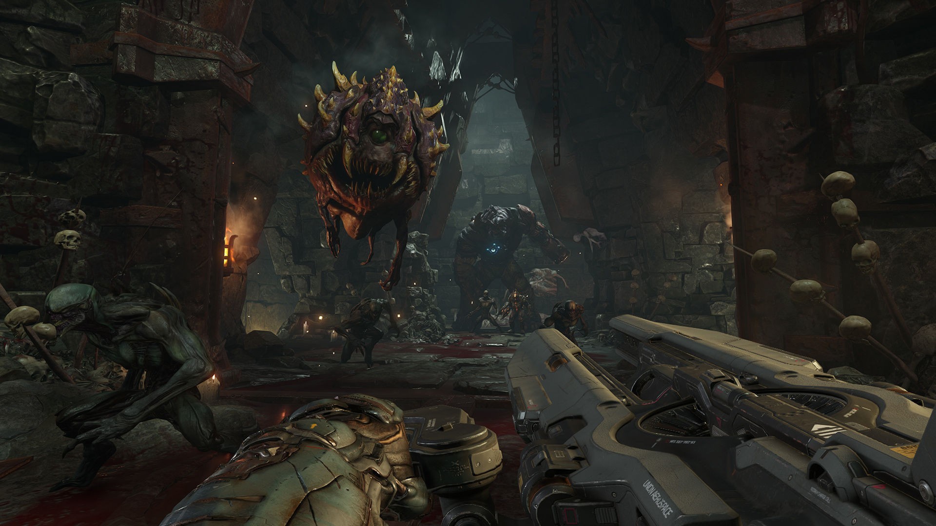 Cacodemon, Doom (2016), Visuale in prima persona, Rovine, 1920x1080, immagine di sfondo