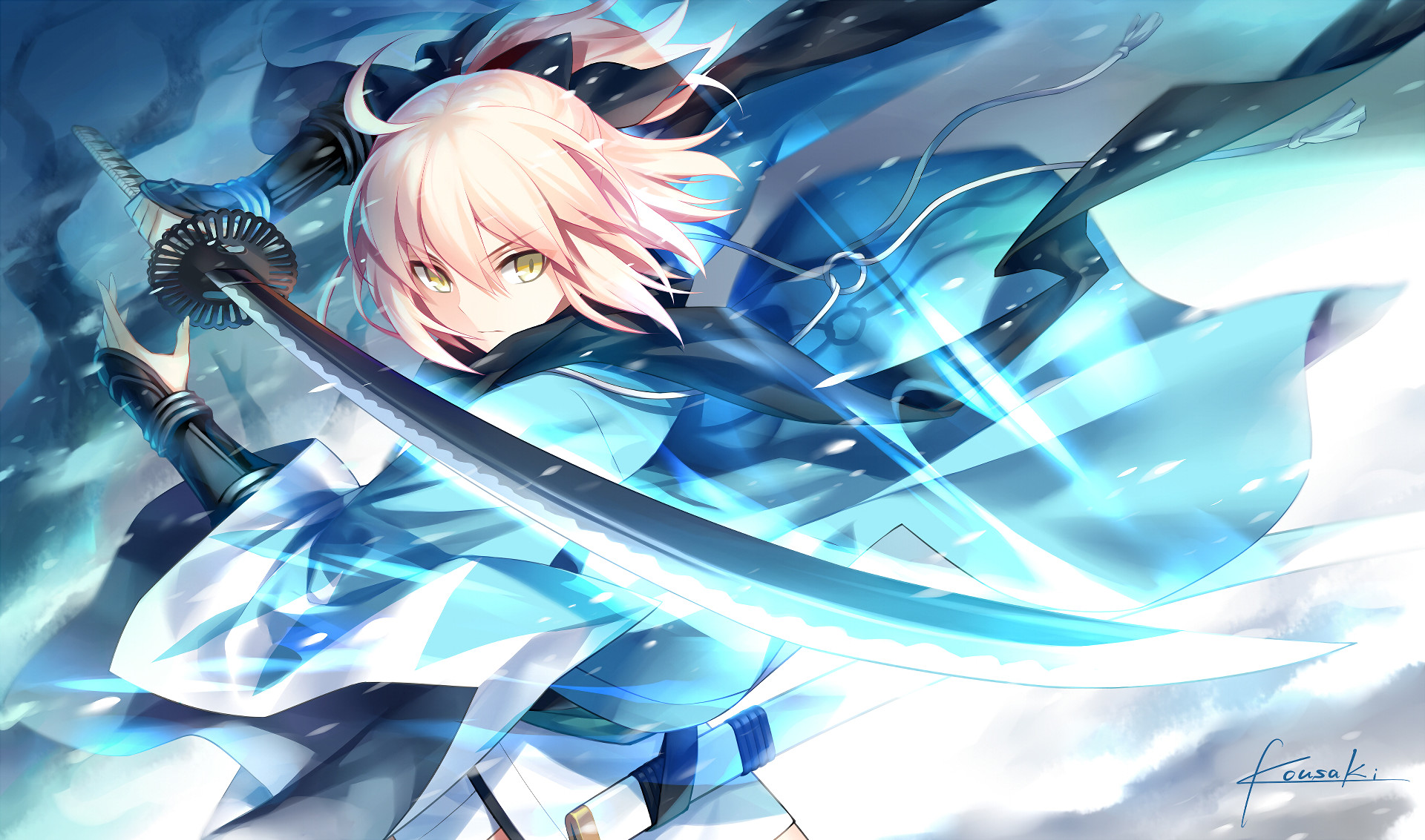 Okita Souji, Fate/Grand Order, Katana, Anime, Full HD, sfondo Windows 11