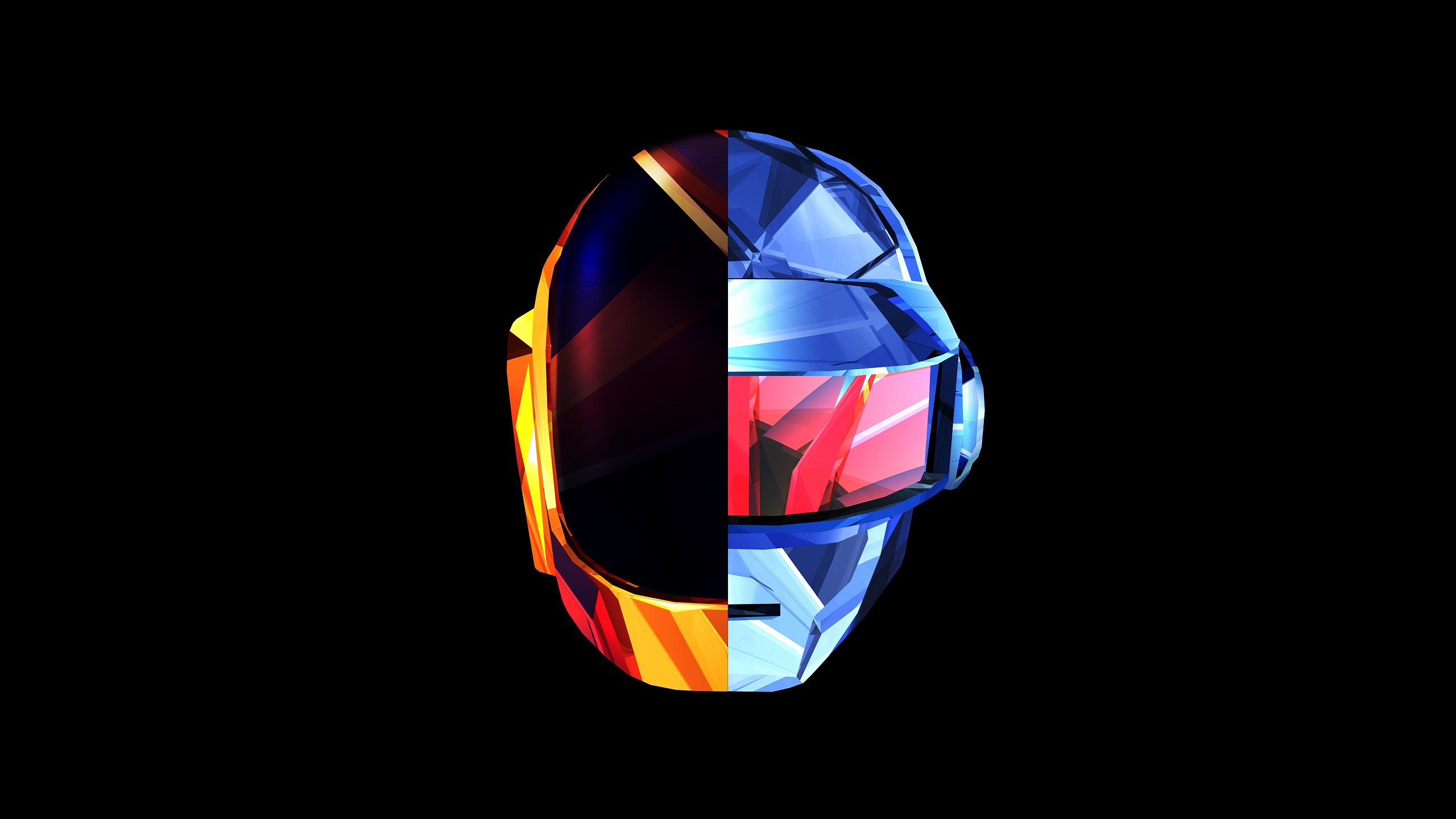 Daft Punk, Casco, Low poly, Sfondo nero, 2560x1440, wallpaper desktop