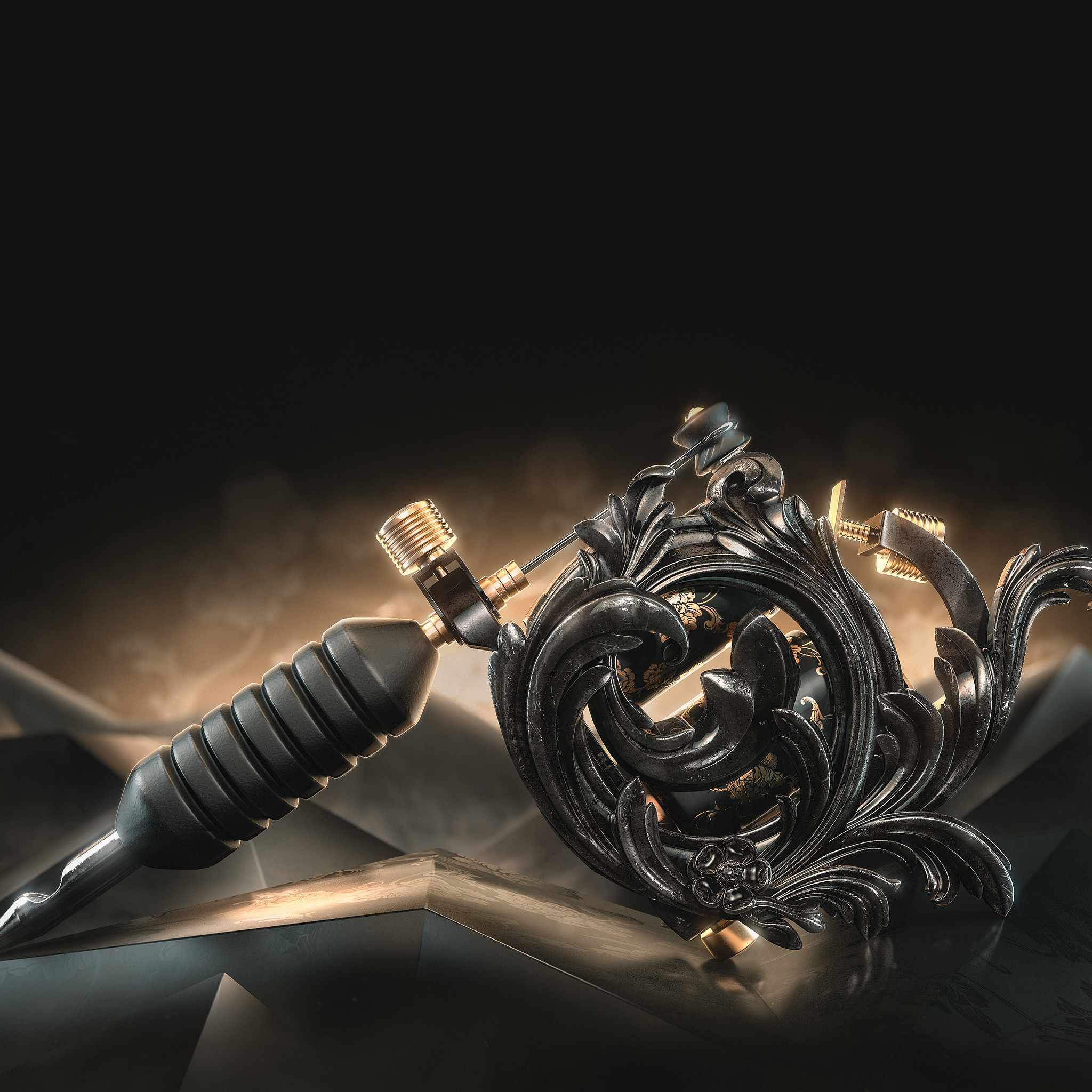 Macchinetta per tatuaggi, Ornamento, Metallo, Full HD, schermata di blocco iPad