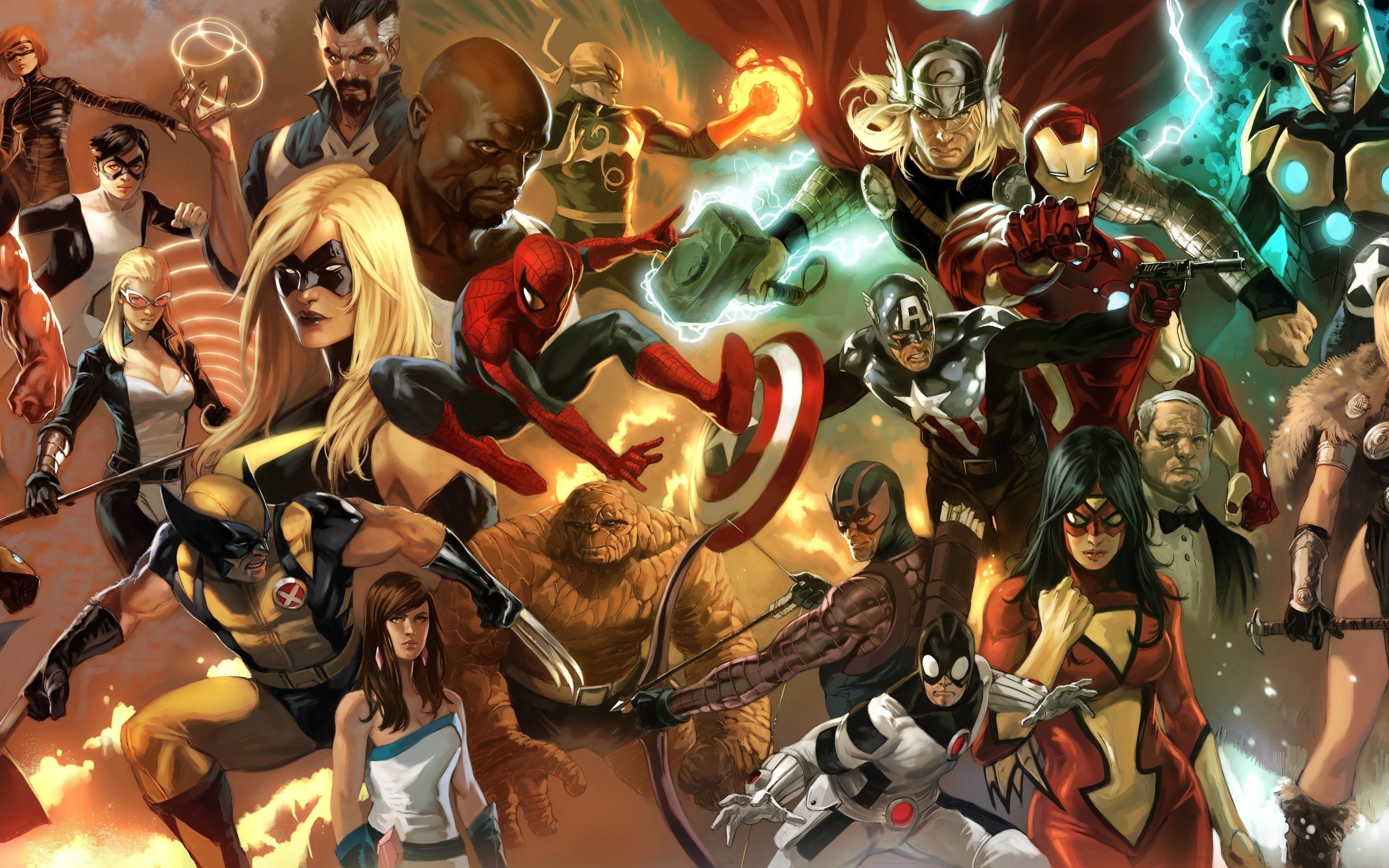 Avengers, Uomo Ragno, Thor, Wolverine, Spider-Woman, 2K, sfondo per PC e portatile