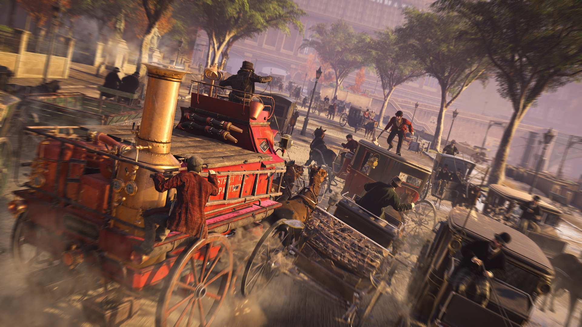 Assassin's Creed Syndicate, Carro dei pompieri, Carrozze, Strada, Londra vittoriana, immagine di sfondo