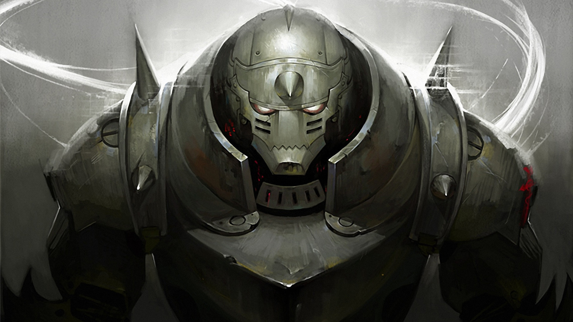 Alphonse Elric, Fullmetal Alchemist, Armatura, Toni grigi, 1920x1080, sfondo per PC