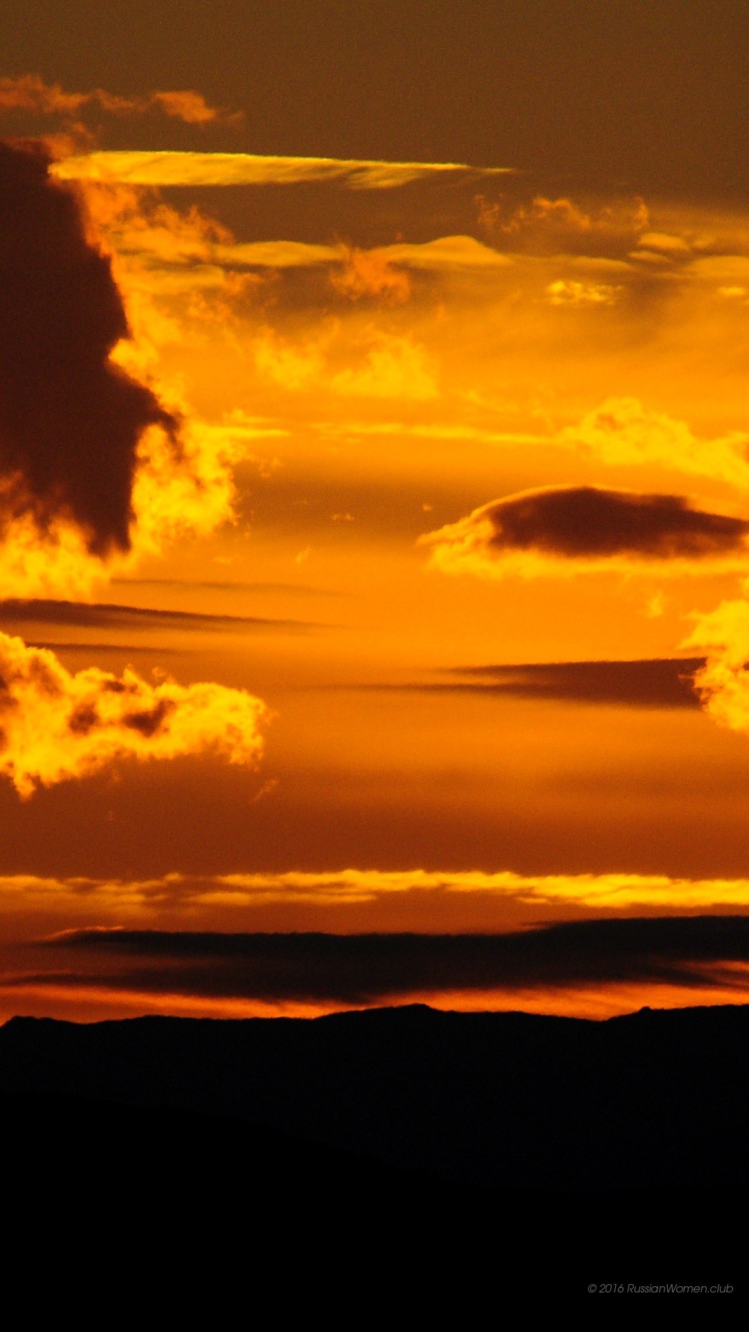 Tramonto, Nuvole, Cielo arancione, sfondo Android