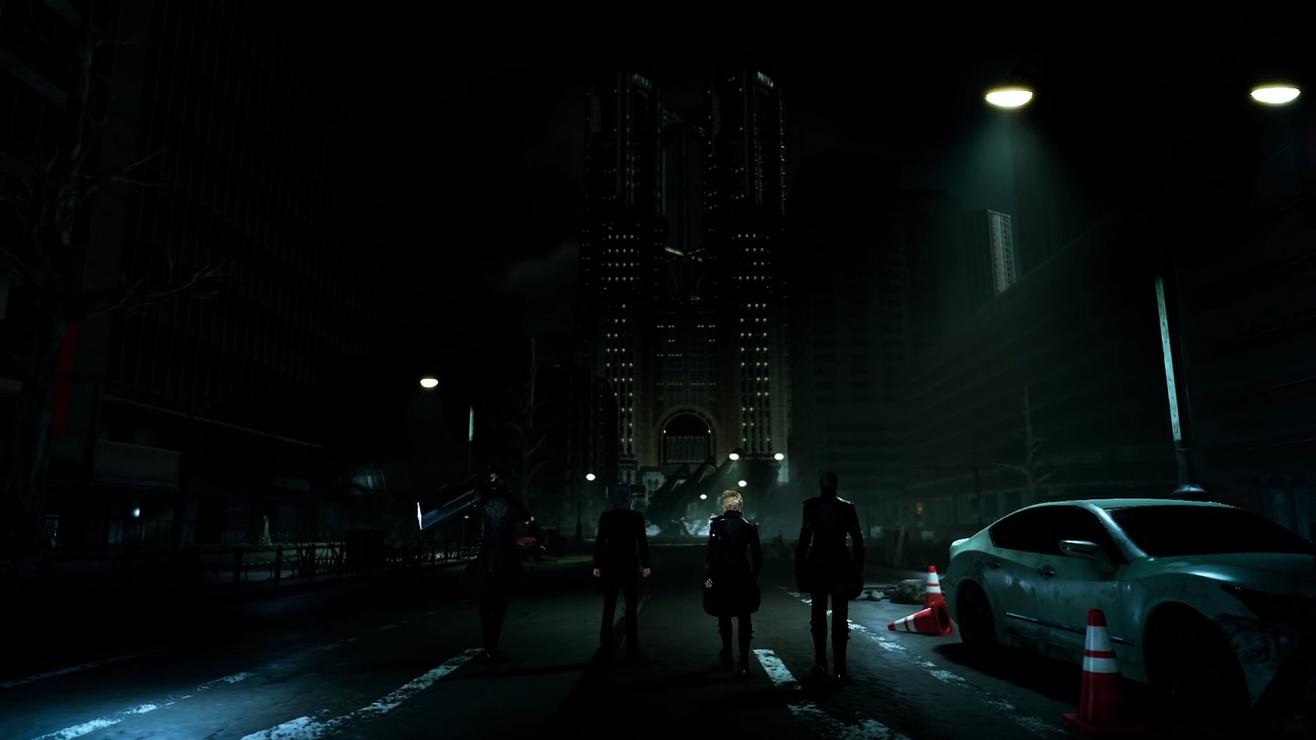 Final Fantasy XV, Insomnia, Strada notturna, Lampioni, 1920x1080, sfondo per PC