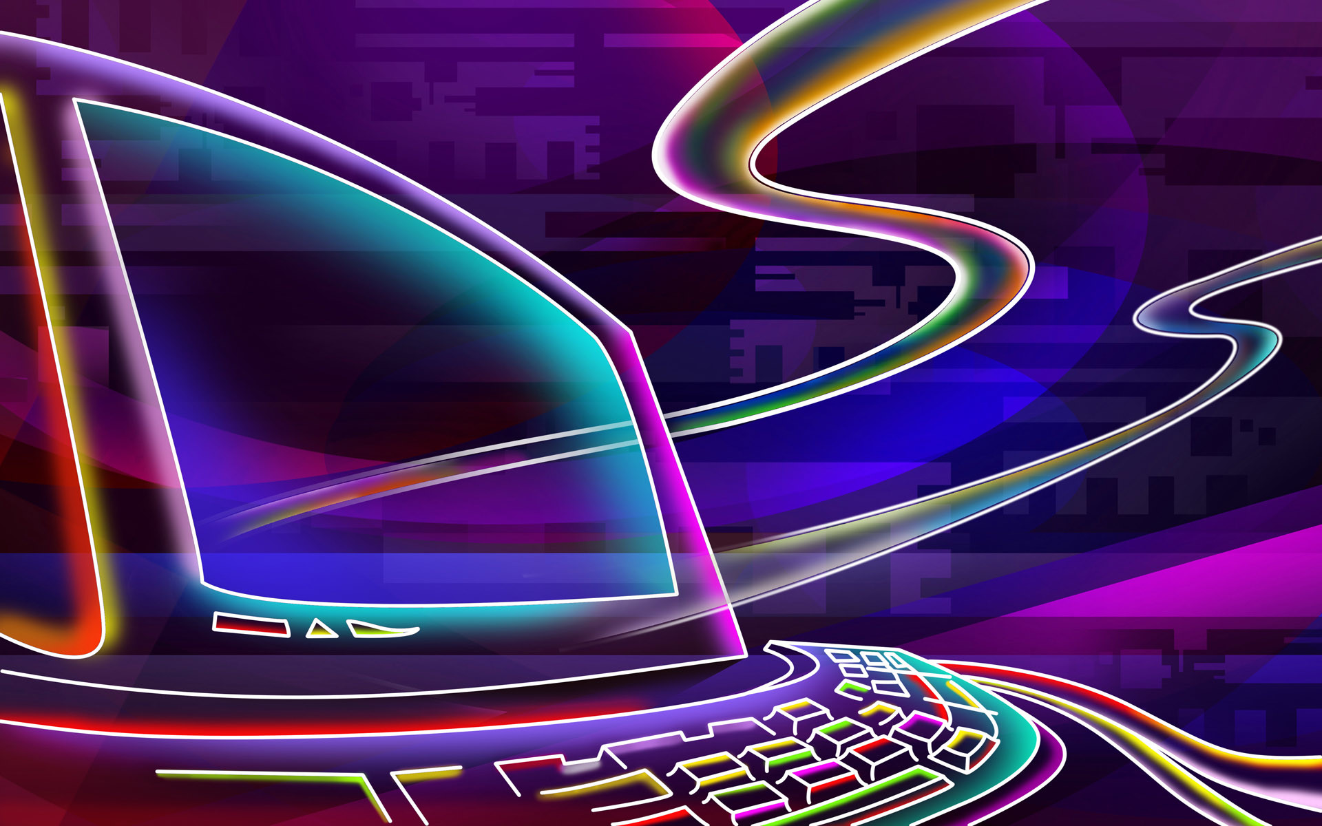 Computer, Neon, Linee colorate, Retrò, 1920x1200, sfondo per PC