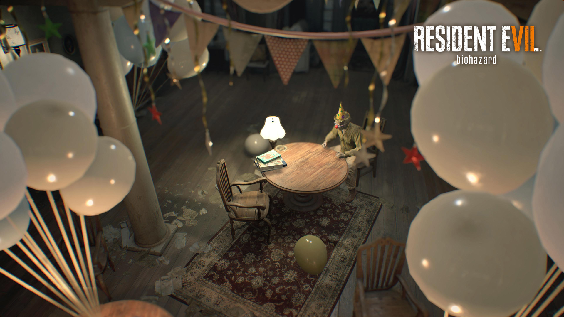 Resident Evil 7: Biohazard, Palloncini, Stanza, Logo, Horror, Full HD, sfondo desktop