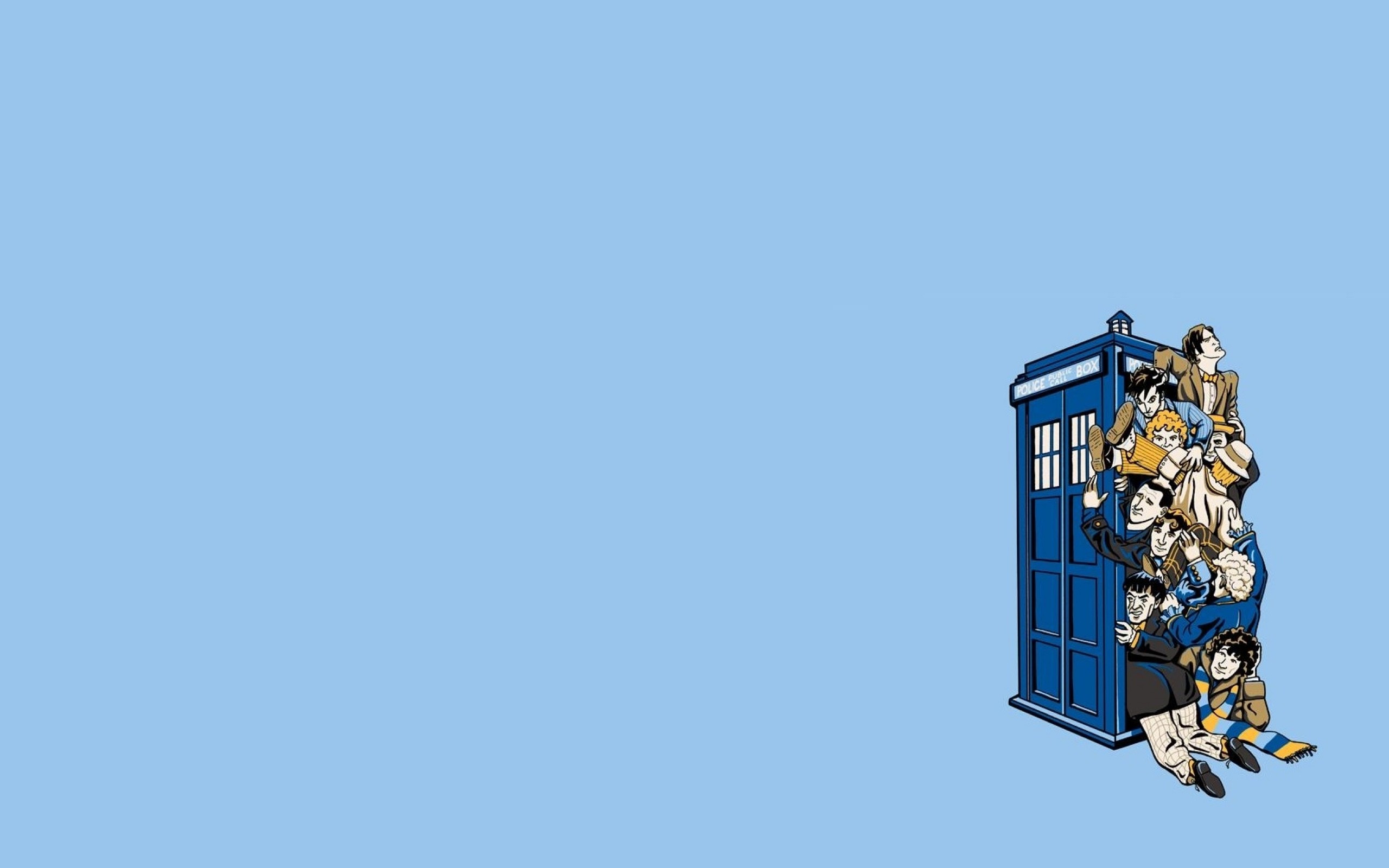 TARDIS, Doctor Who, I Dottori, Fumetto, Sfondo azzurro, 2K, wallpaper per PC