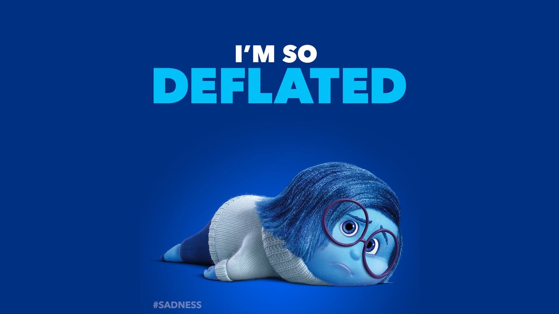 Tristezza, Inside Out, I'm So Deflated, Sfondo blu, Sdraiata, Full HD, wallpaper per computer
