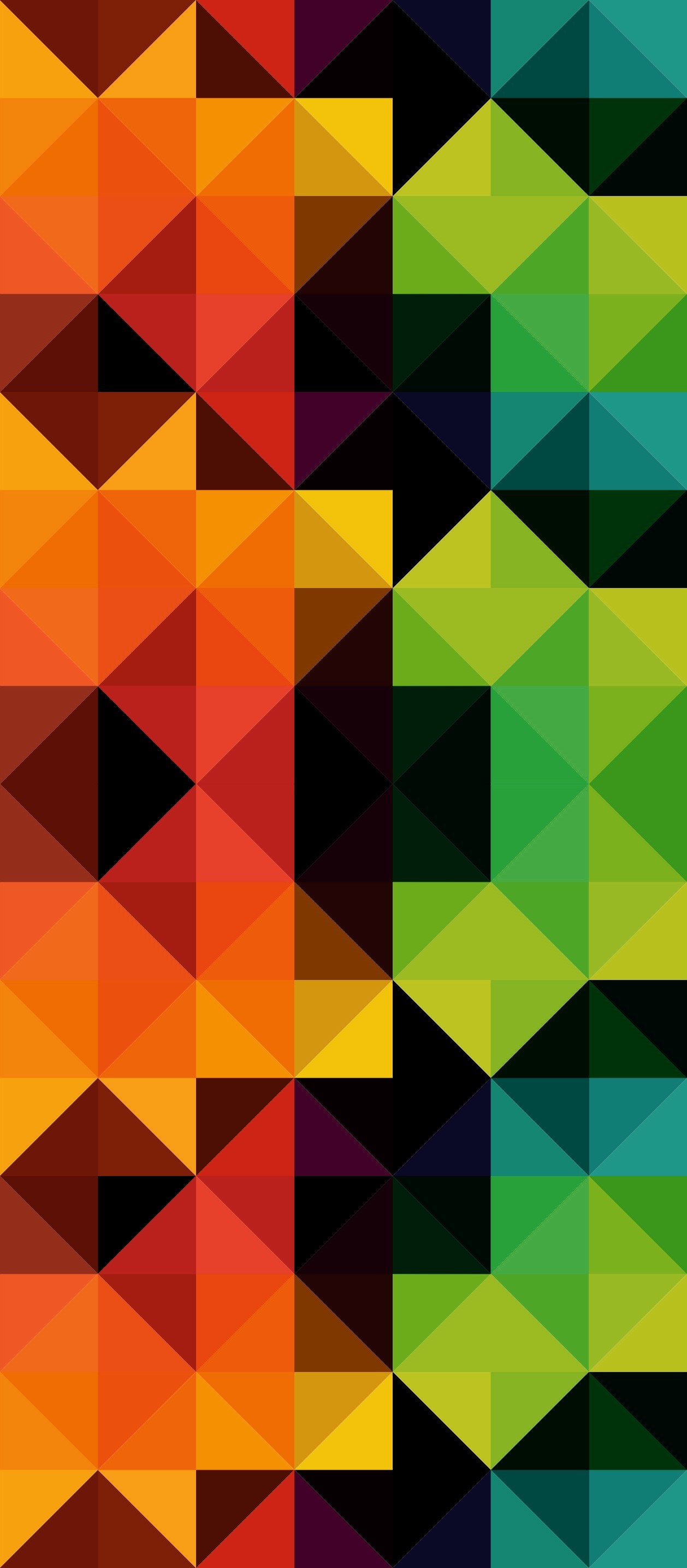Triangoli, Motivo geometrico, Arancione e verde, sfondo per iPhone e Android