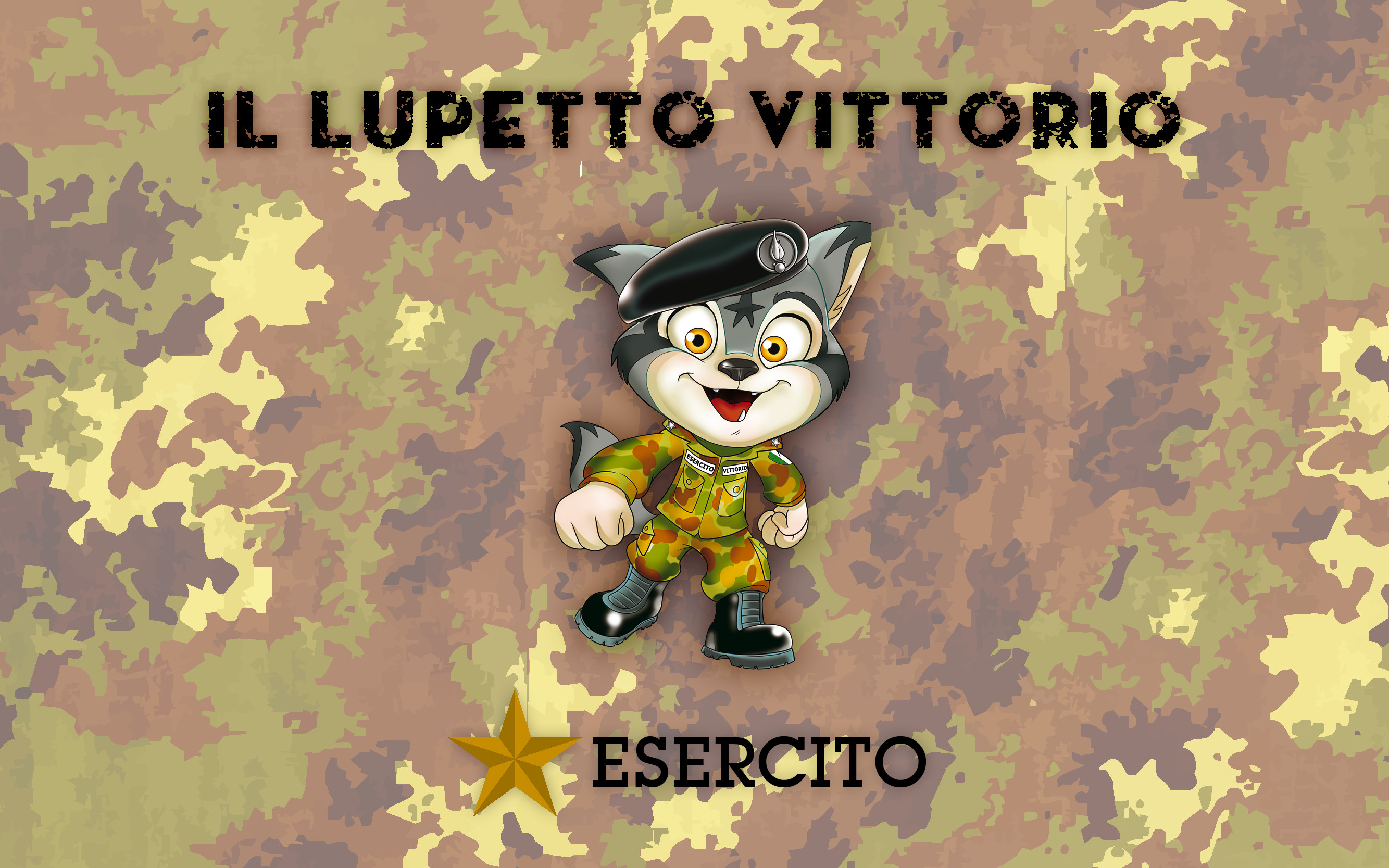 Lupetto Vittorio, Esercito Italiano, Mascotte, Mimetica, 2K, sfondo per portatile
