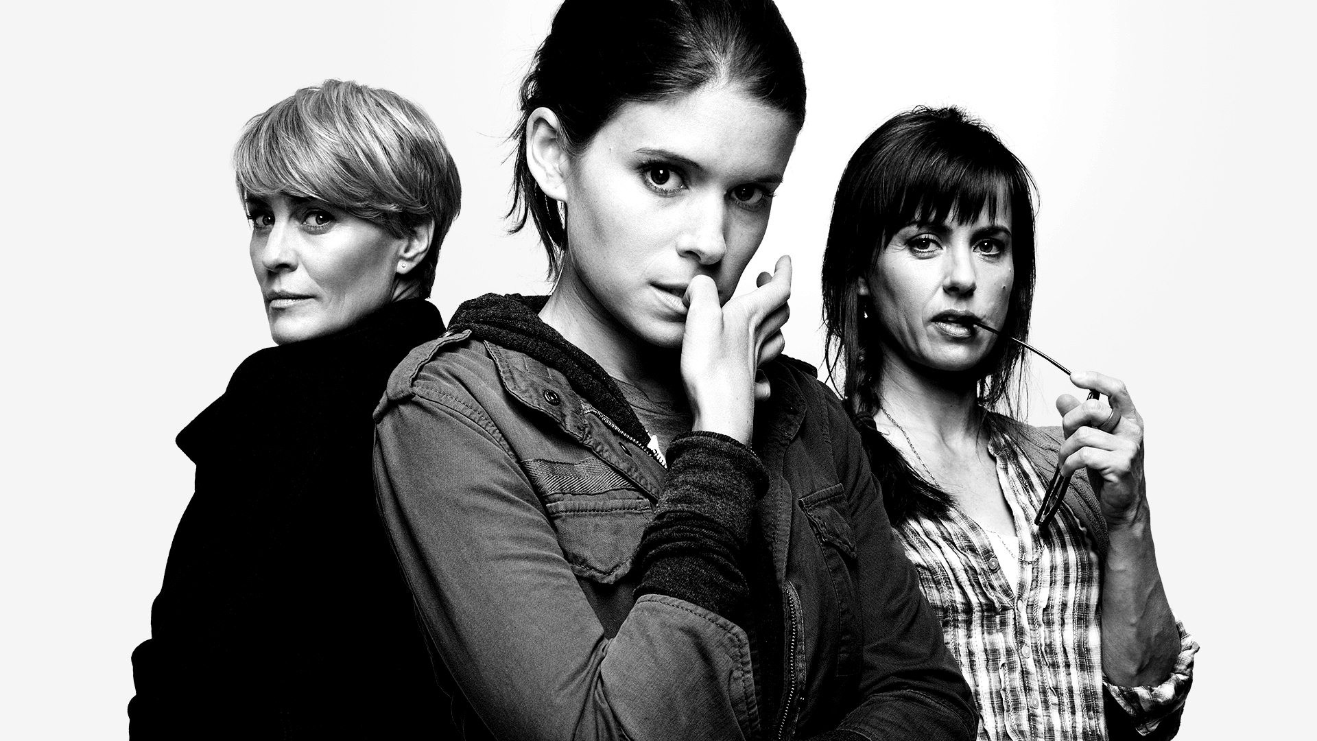 Claire Underwood, Zoe Barnes, Robin Wright, Kate Mara, Constance Zimmer, House of Cards, Bianco e nero, sfondo desktop