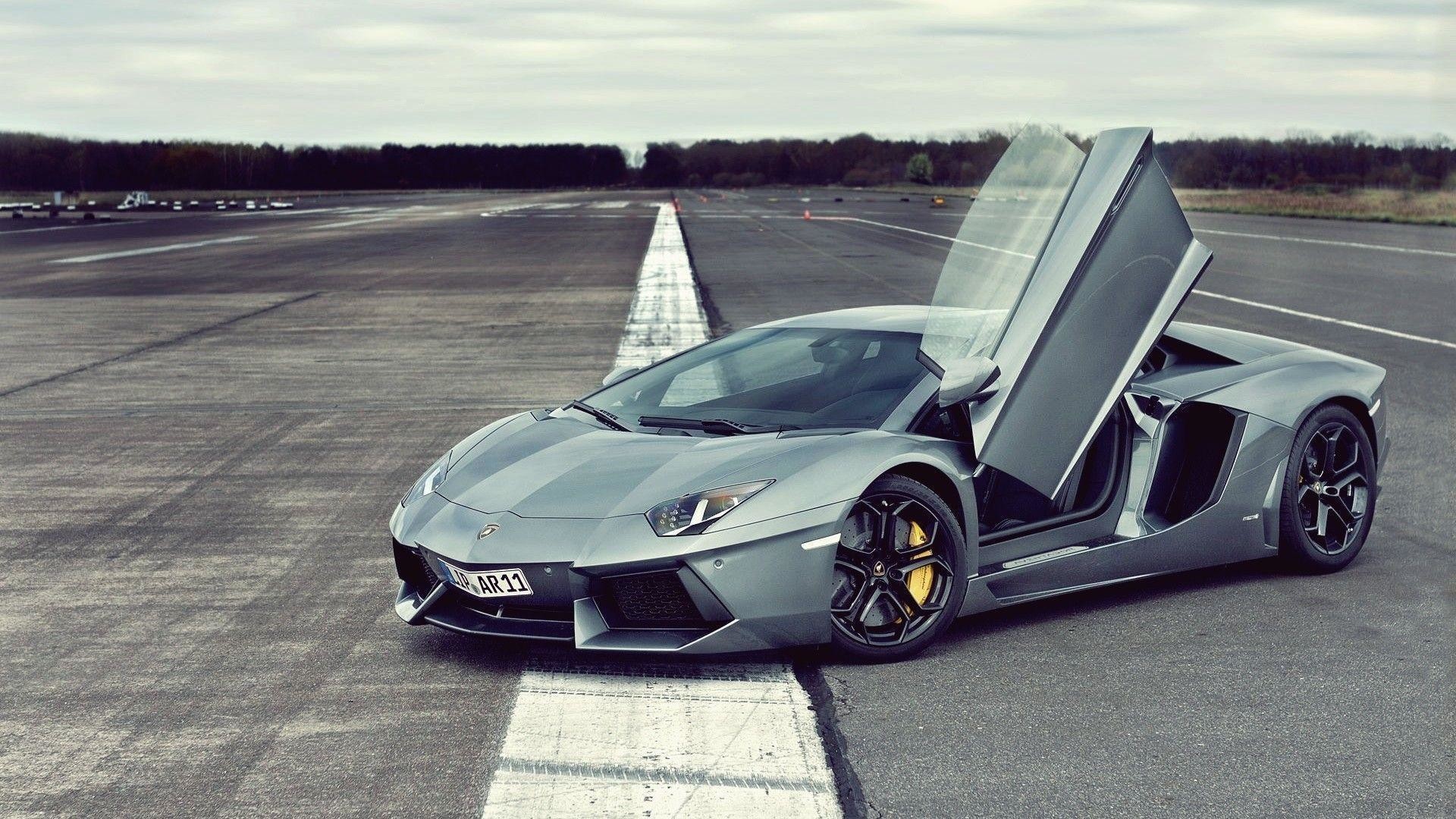Lamborghini Aventador LP700-4, Portiere a forbice, Pista, Grigio, Supercar, sfondo 1920x1080 per PC
