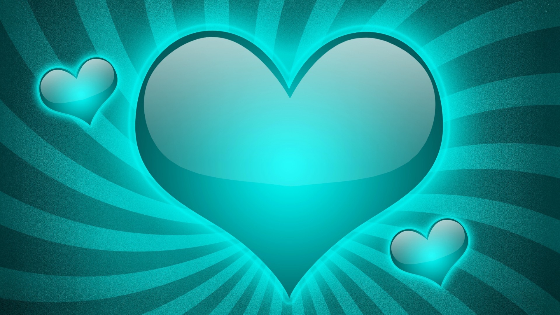 Cuore turchese, Raggi, Vetro, Arte vettoriale, Full HD, sfondo per portatile