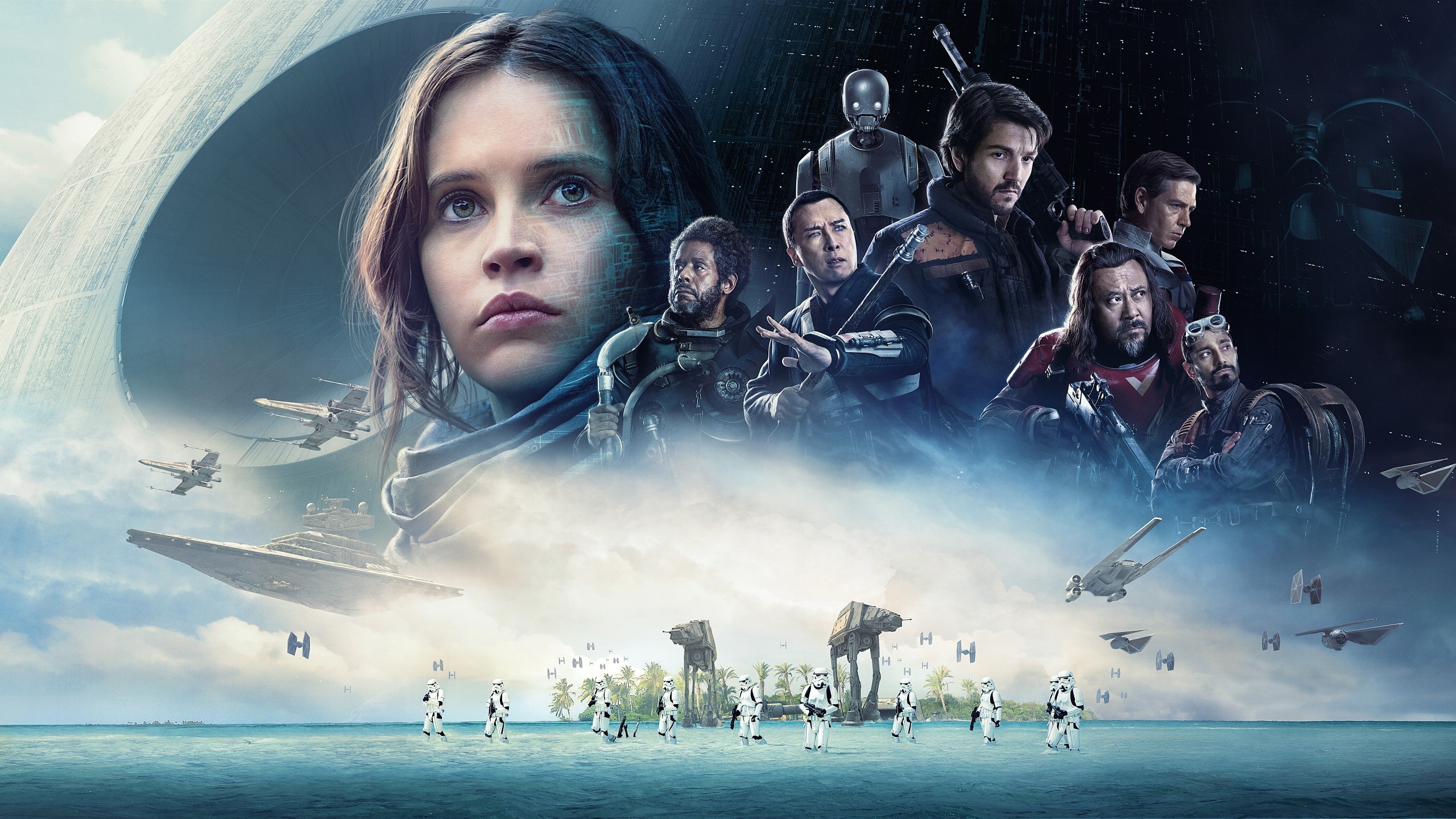 Rogue One: A Star Wars Story, Jyn Erso, Felicity Jones, Cassian Andor, AT-ACT, sfondo 1440p