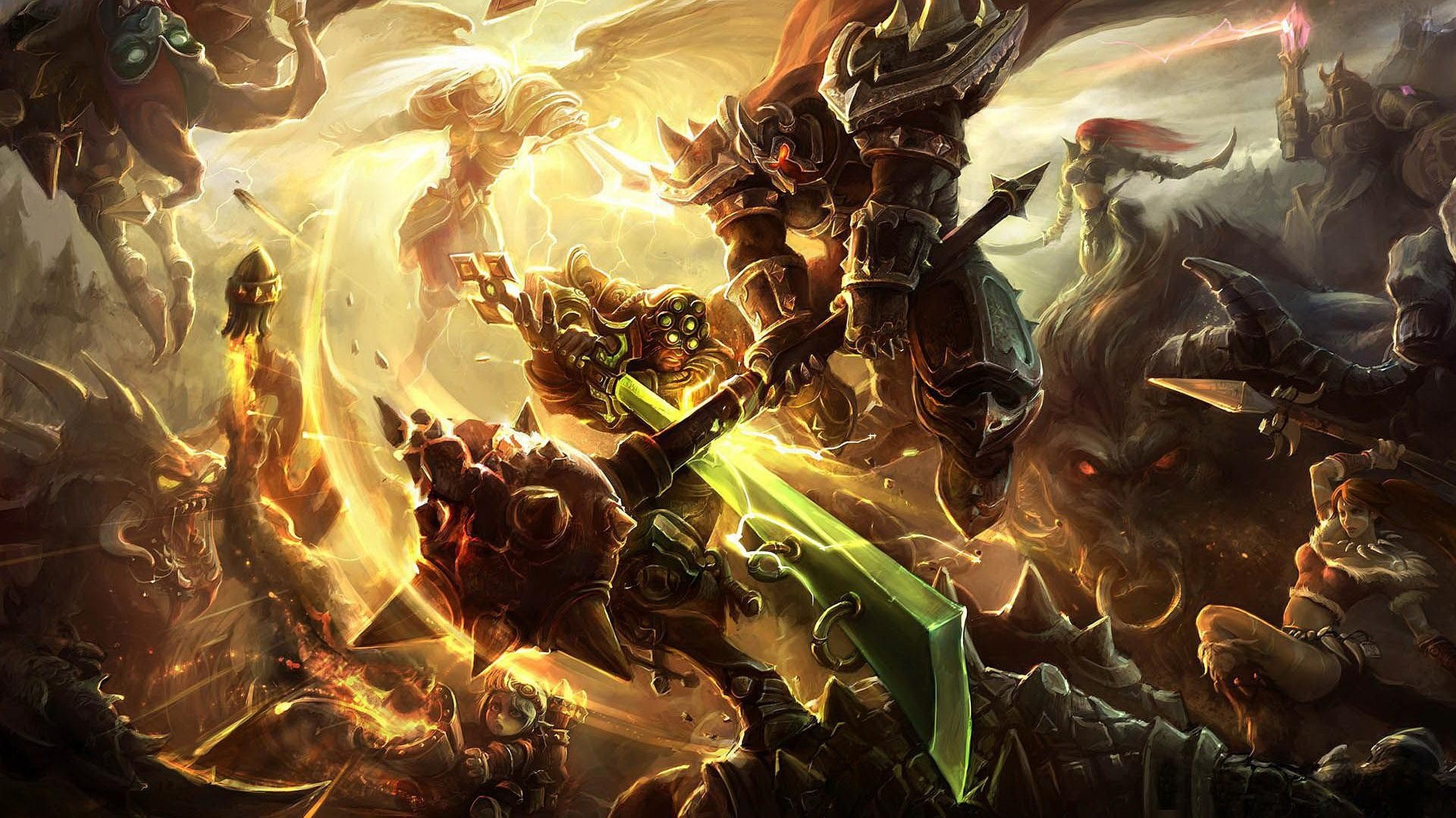 League of Legends, Battaglia, Campioni, Toni caldi, 2K, sfondo desktop