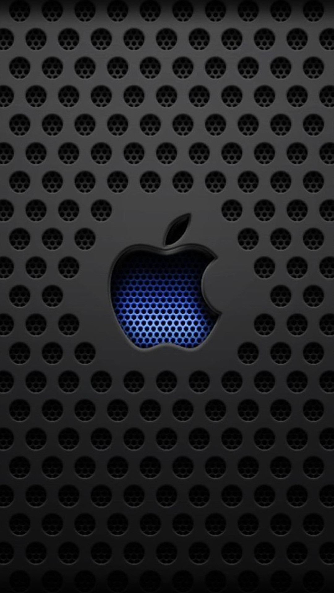 Logo Apple, Apple, Griglia metallica, Sfondo nero, wallpaper iPhone 6 Plus