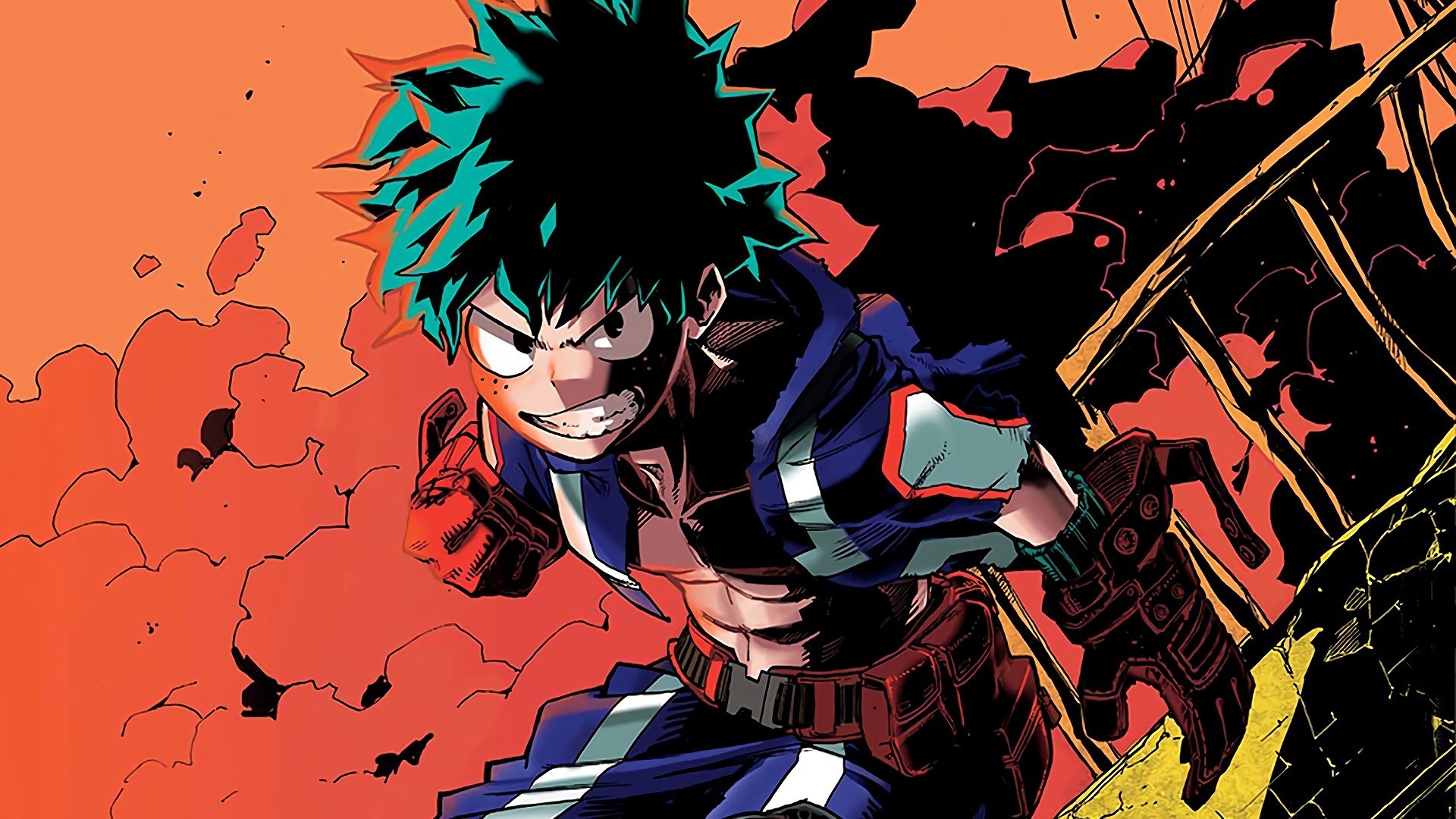 Izuku Midoriya, My Hero Academia, Costume da eroe, Arancione, Azione, sfondo Full HD per PC