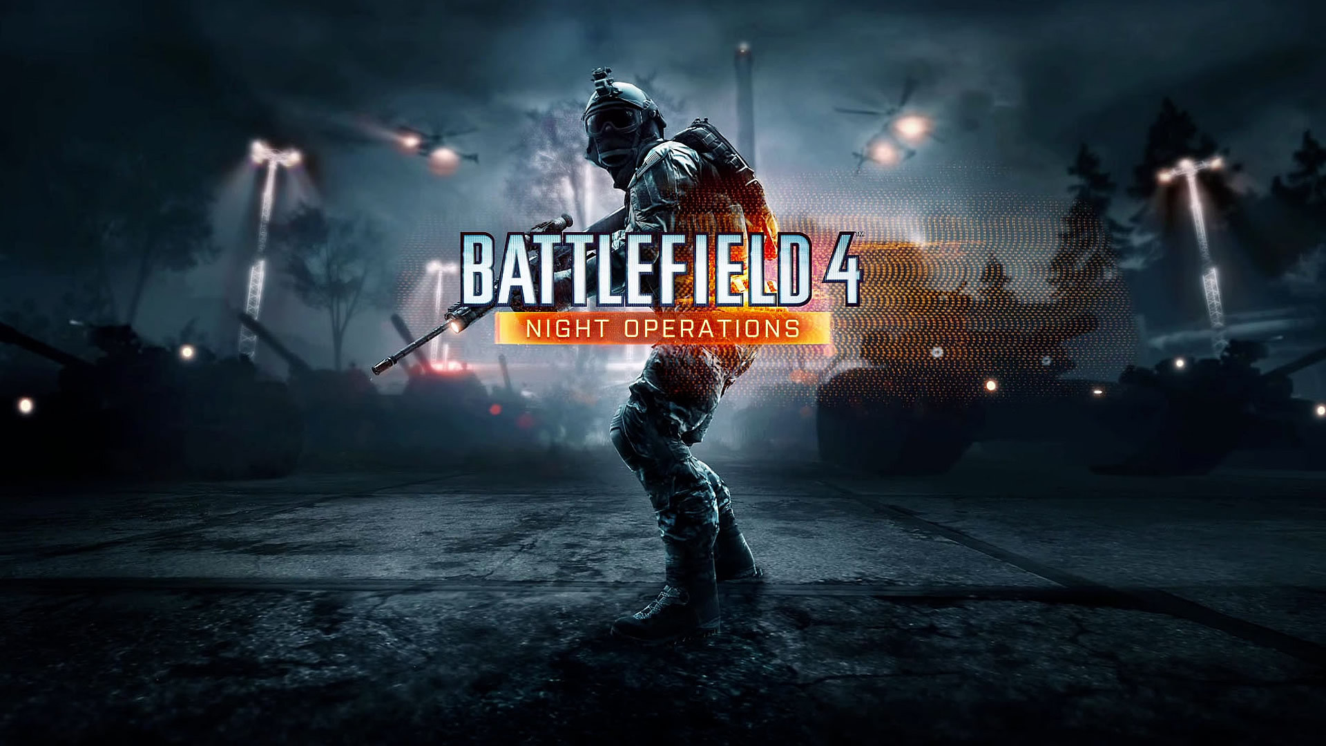 Battlefield 4: Night Operations, Soldato, Notte, Logo, 16:9 Full HD, sfondo widescreen