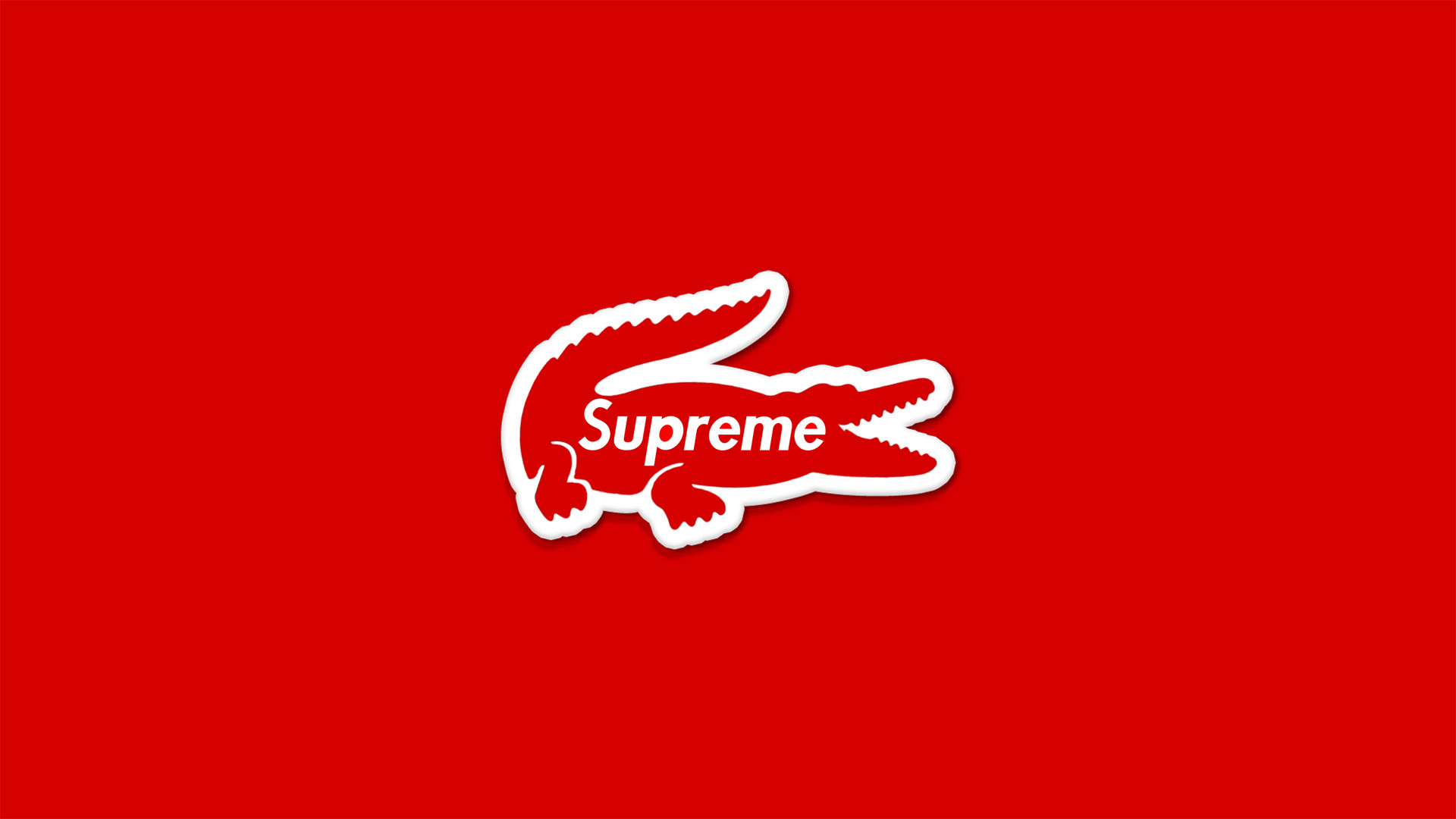 Supreme, Lacoste, Coccodrillo, Sfondo rosso, Full HD, wallpaper per portatile