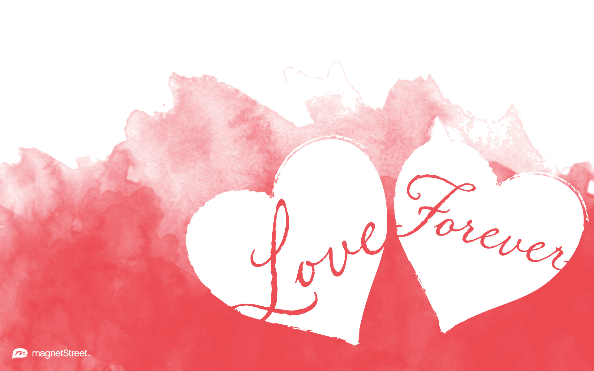 Love Forever, Cuori, Acquerello, Rosa, Full HD, sfondo Windows 11