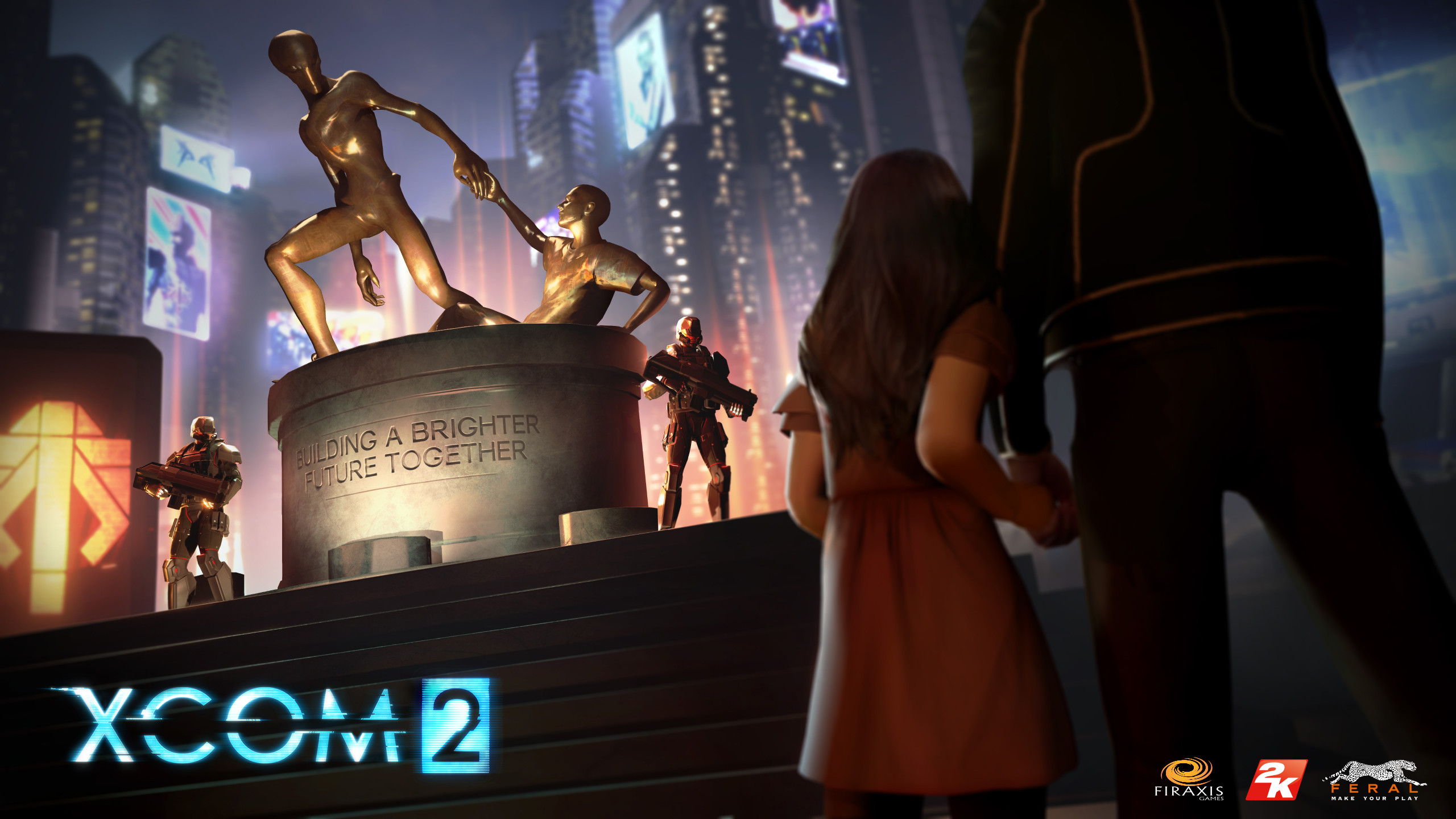 XCOM 2, Statua, Città futuristica, Videogioco, 2K, sfondo iMac