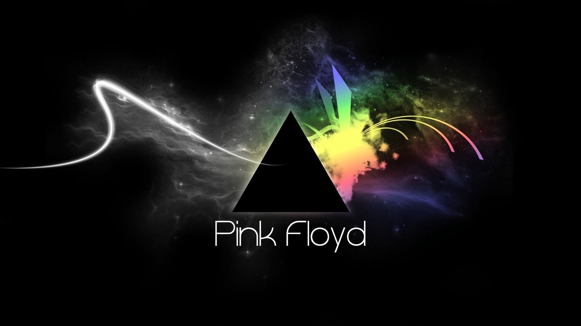 Pink Floyd, The Dark Side of the Moon, Prisma, Arcobaleno, Sfondo nero, wallpaper desktop Full HD