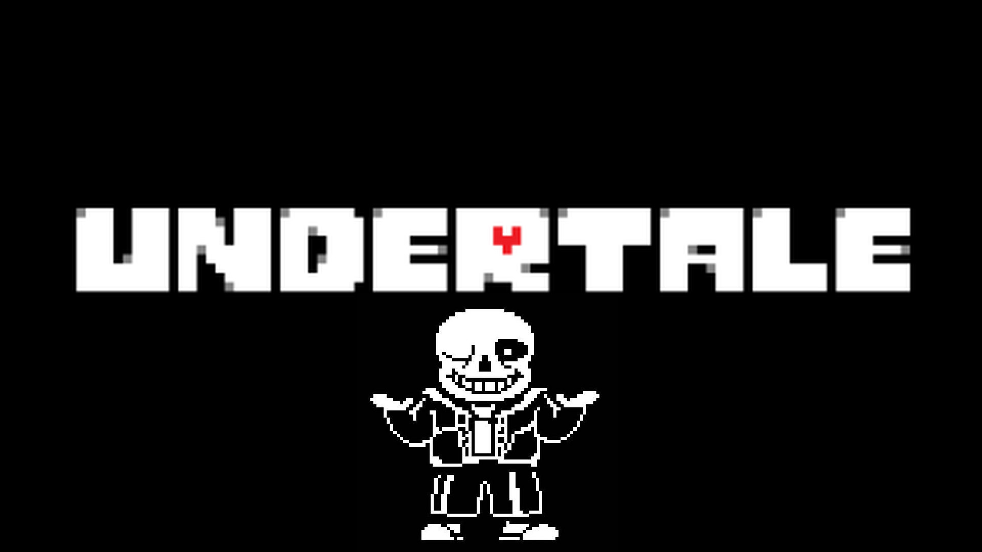 Logo Undertale, Sans, Undertale, Pixel art, Sfondo nero, 1920x1080, wallpaper desktop