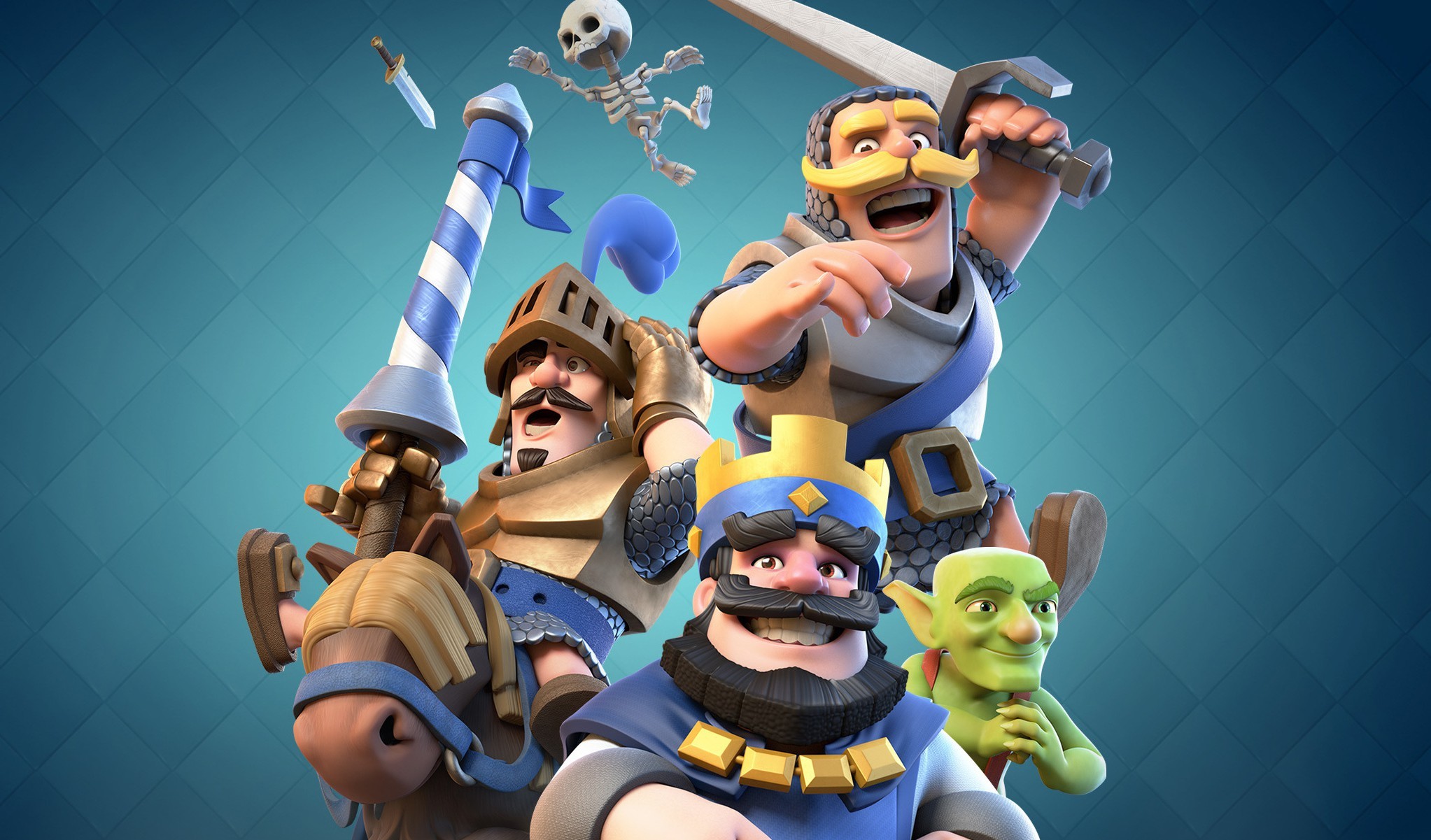 Clash Royale, Re Blu, Principe, Cavaliere, Goblin, Full HD, sfondo desktop
