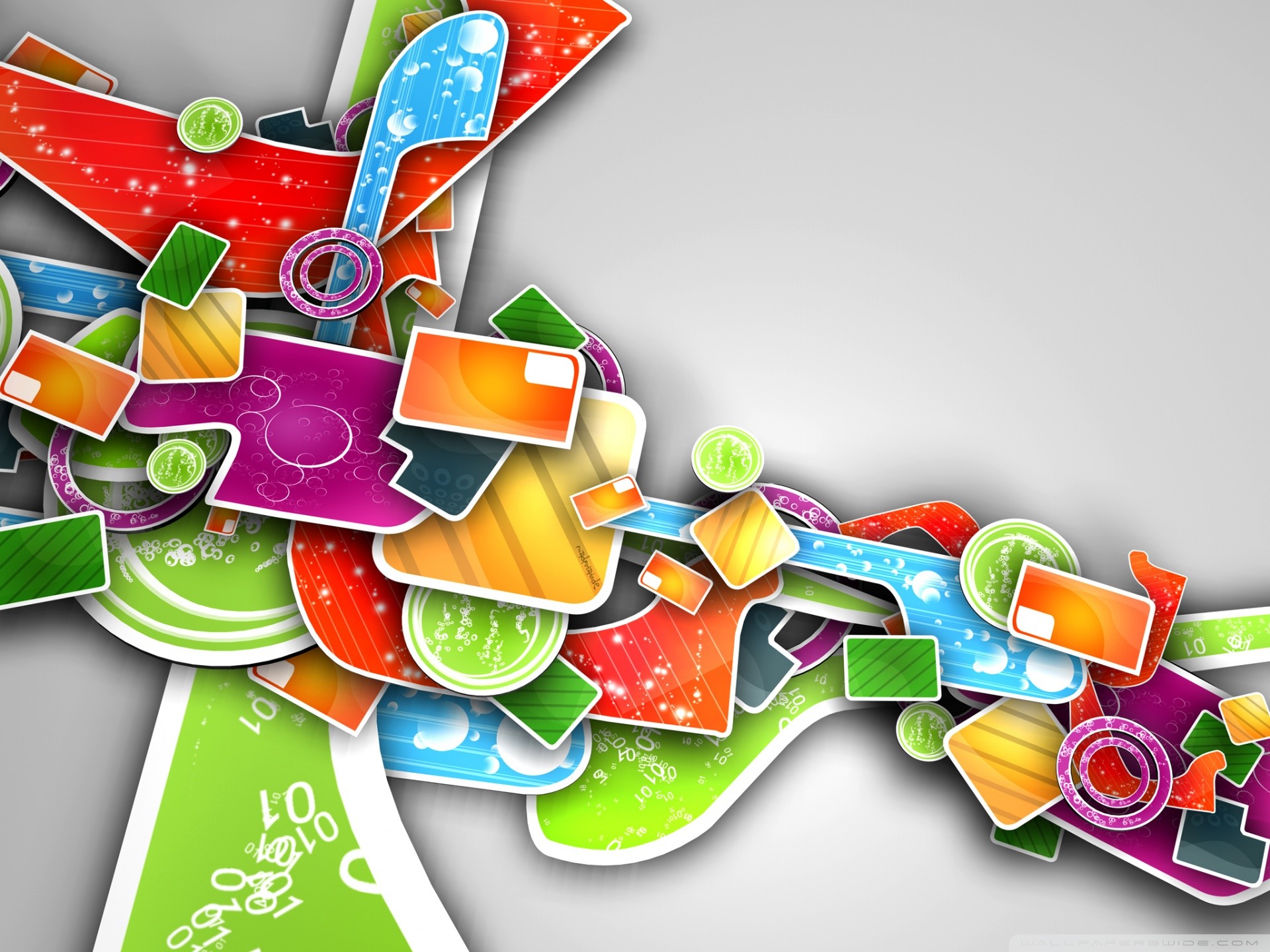 Forme colorate, Arte vettoriale, Astratto, Colori vivaci, Full HD, schermata di blocco iPad