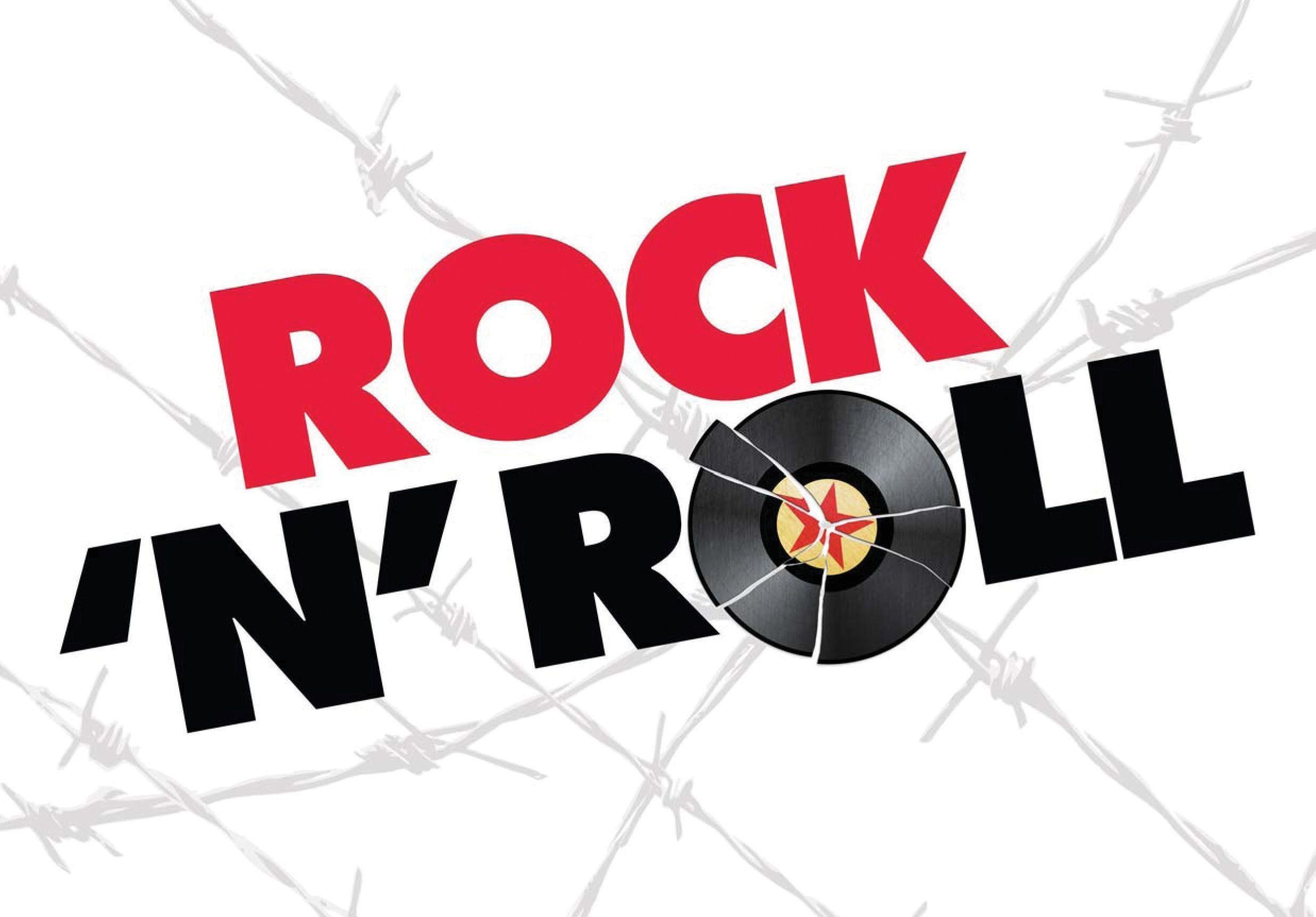 Rock 'n' Roll, Disco in vinile, Filo spinato, Tipografia, Full HD, sfondo Windows 11