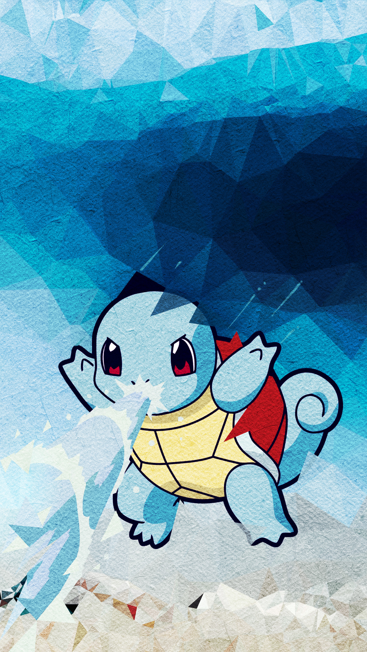 Squirtle, Low poly, Blu, 1242x2208, schermata di blocco iPhone