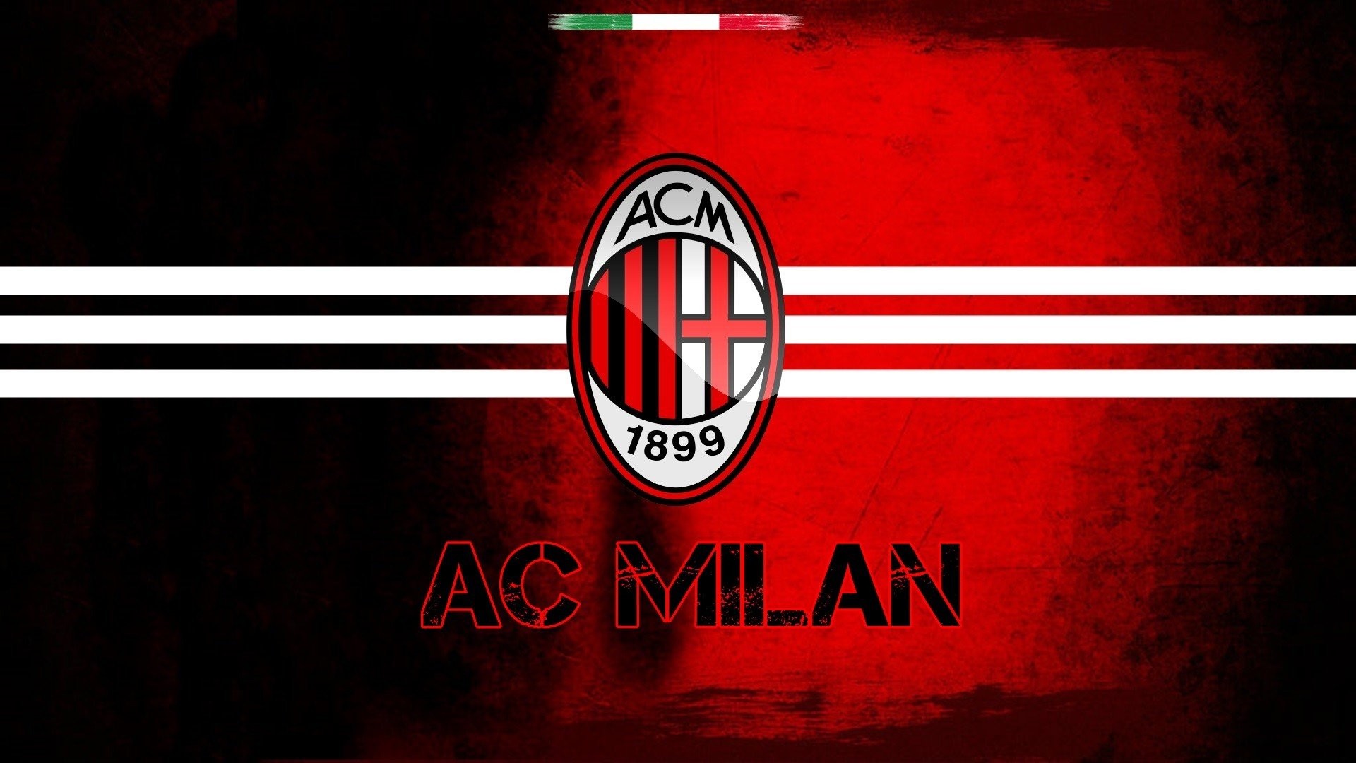 Stemma AC Milan, AC Milan, Sfondo rosso, Strisce bianche, Full HD, wallpaper per PC