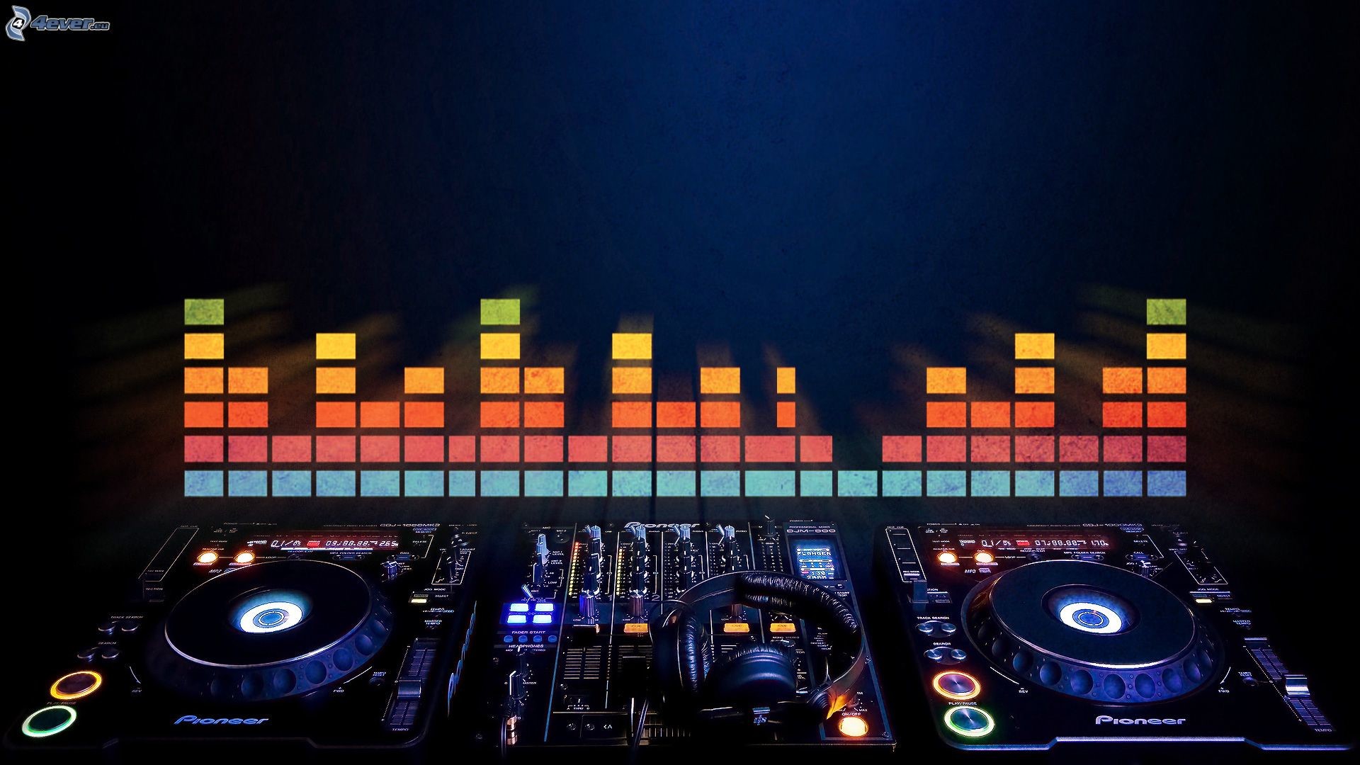 Pioneer CDJ, Console DJ, Equalizzatore, Luci colorate, Full HD, sfondo per portatile