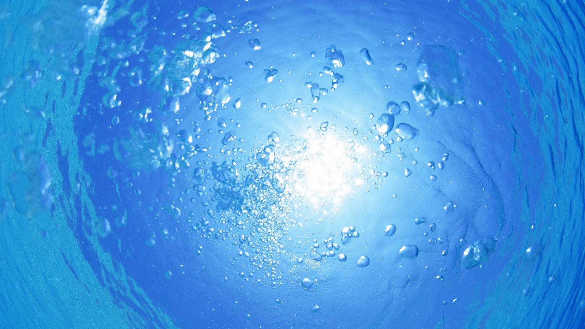 Bolle, Superficie dell'acqua, Luce, Blu, Full HD, sfondo per portatile