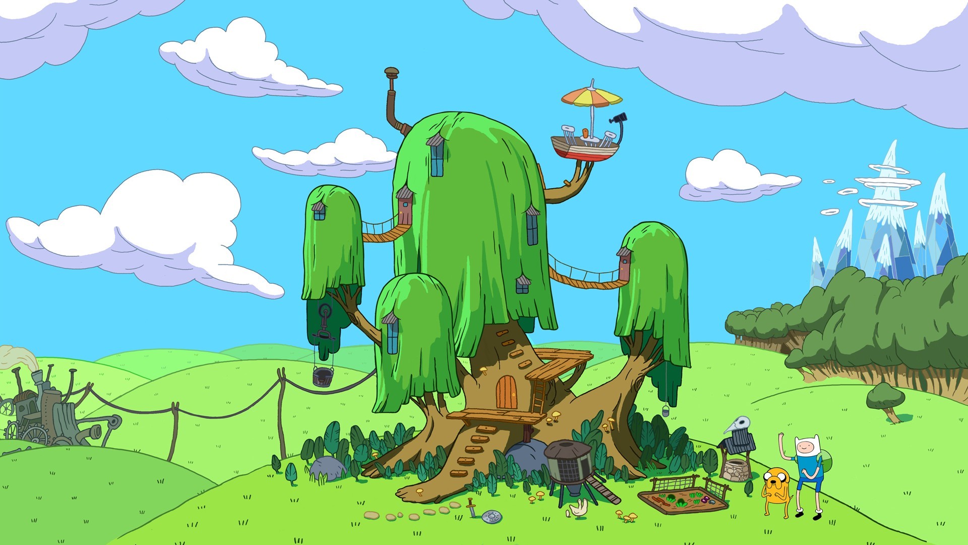 Casa sull'albero, Adventure Time, Finn, Jake il cane, Full HD 1080p, sfondo desktop