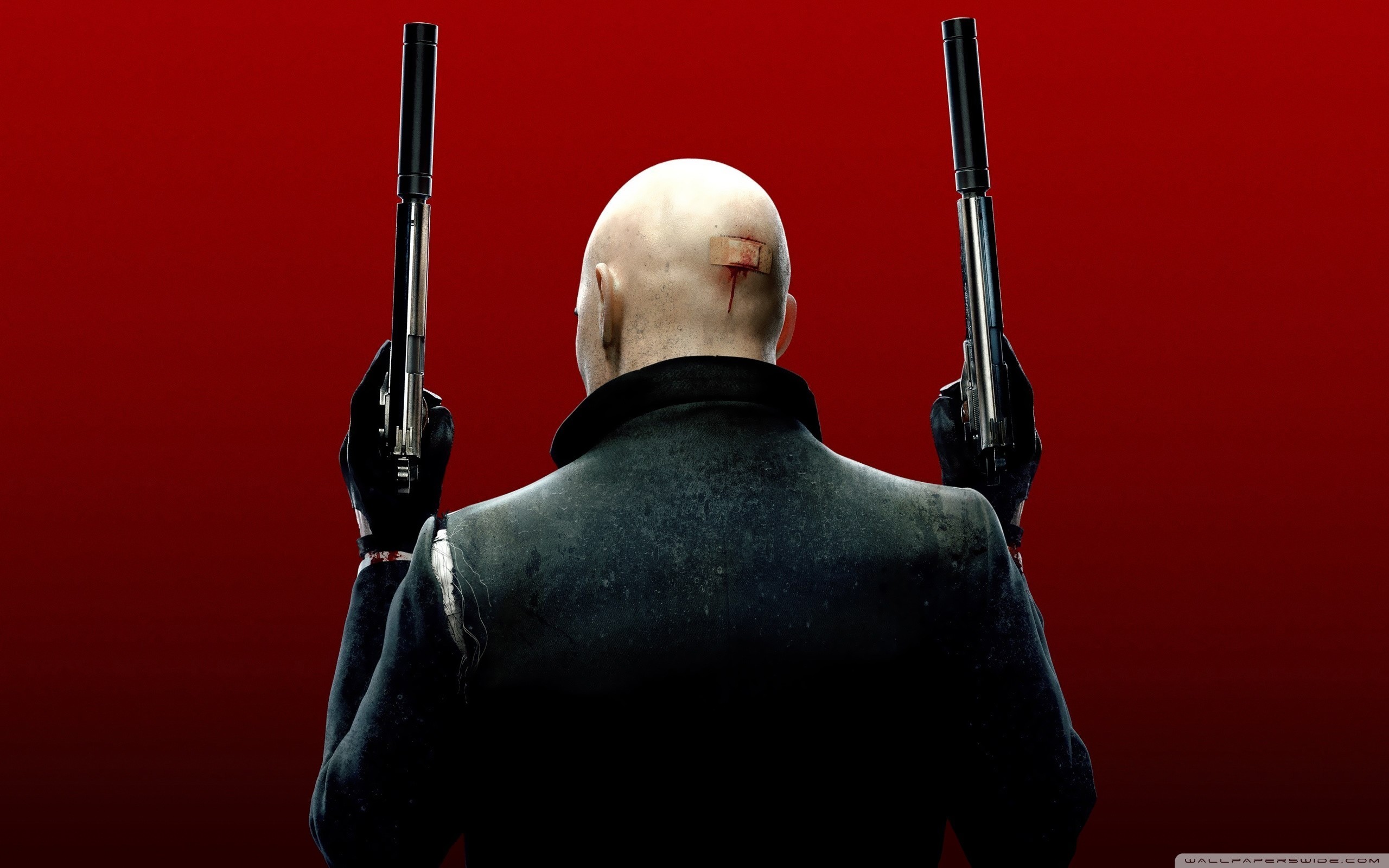 Hitman: Absolution, Agente 47, Codice a barre, Sfondo rosso, 2K, wallpaper desktop