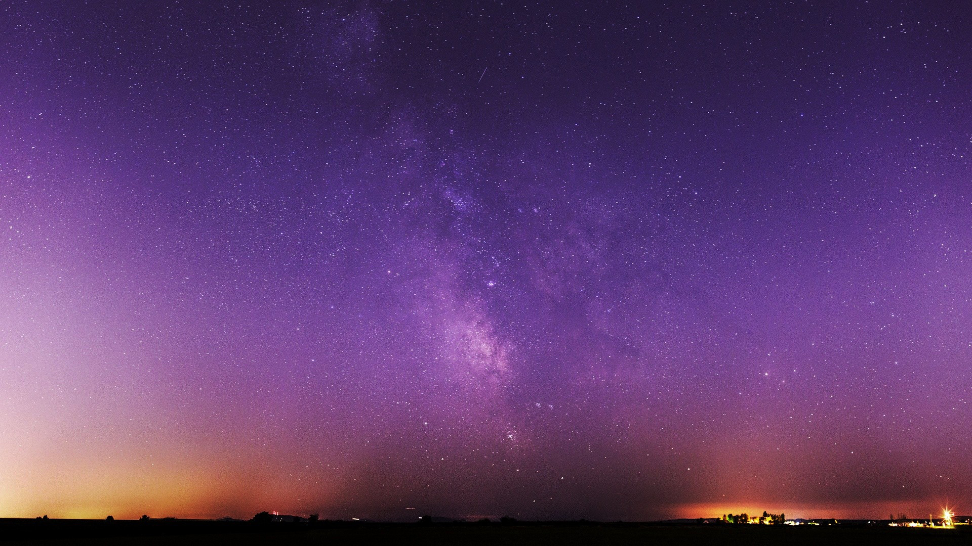 Via Lattea, Cielo viola, Stelle, Notte, Orizzonte, Full HD 1080p, sfondo desktop