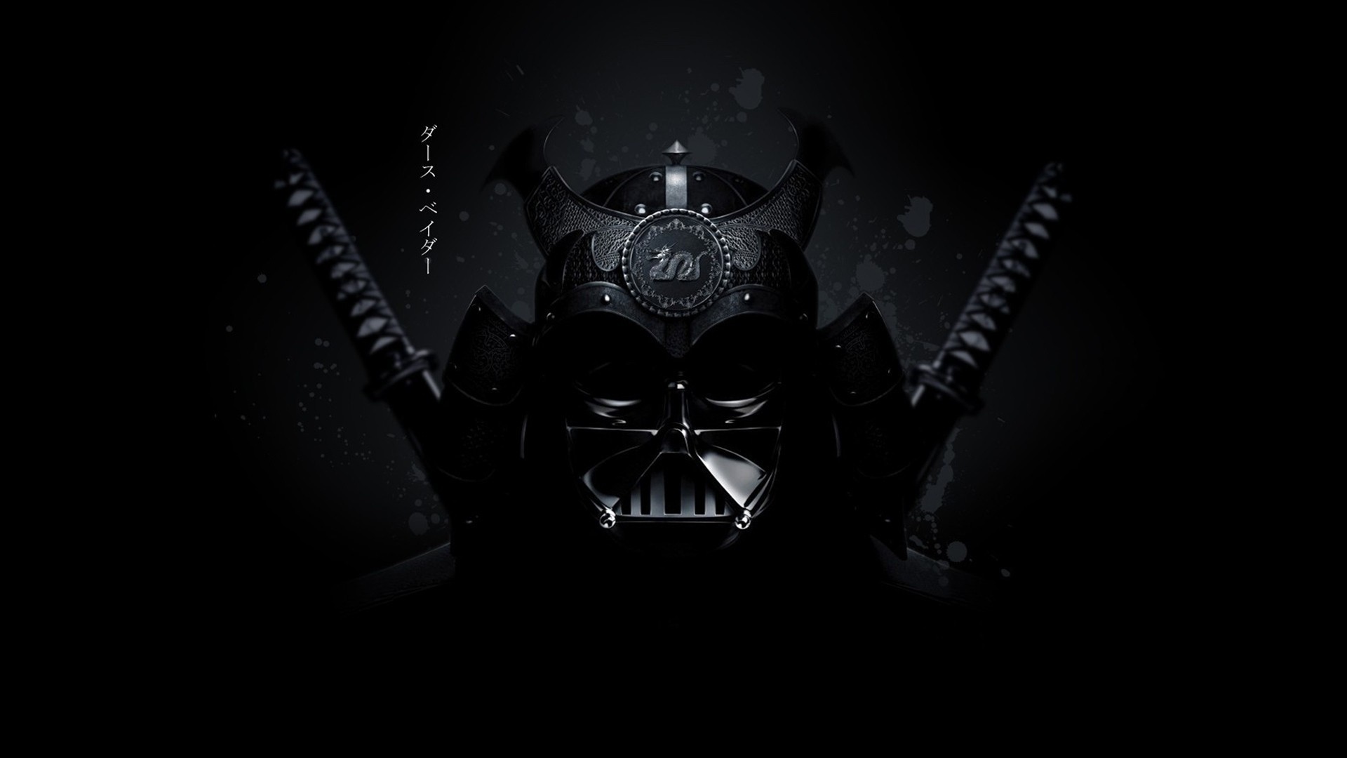 Darth Vader, Star Wars, Elmo kabuto, Katane, Sfondo nero, Full HD, wallpaper per PC
