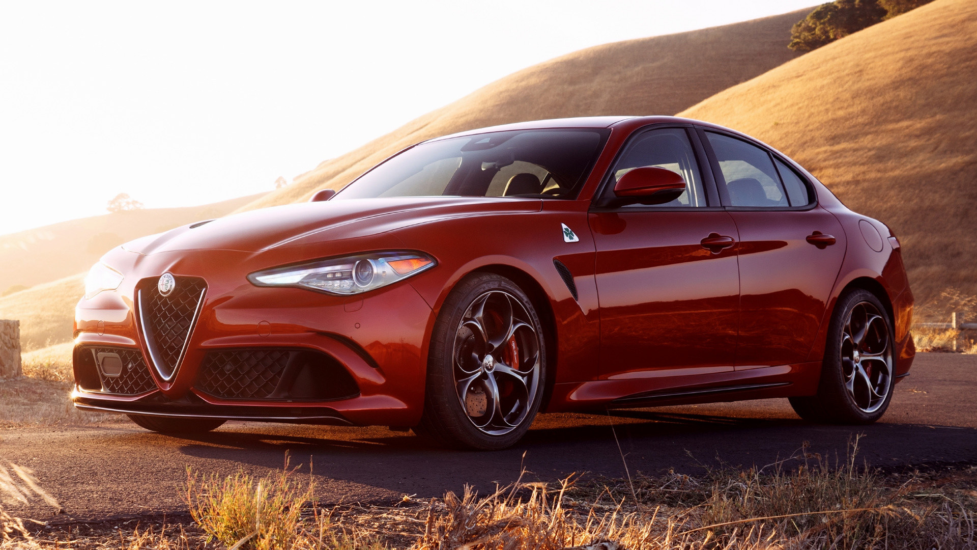 Alfa Romeo Giulia Quadrifoglio, Alfa Romeo, Berlina sportiva, Rosso, sfondo desktop 1920x1080