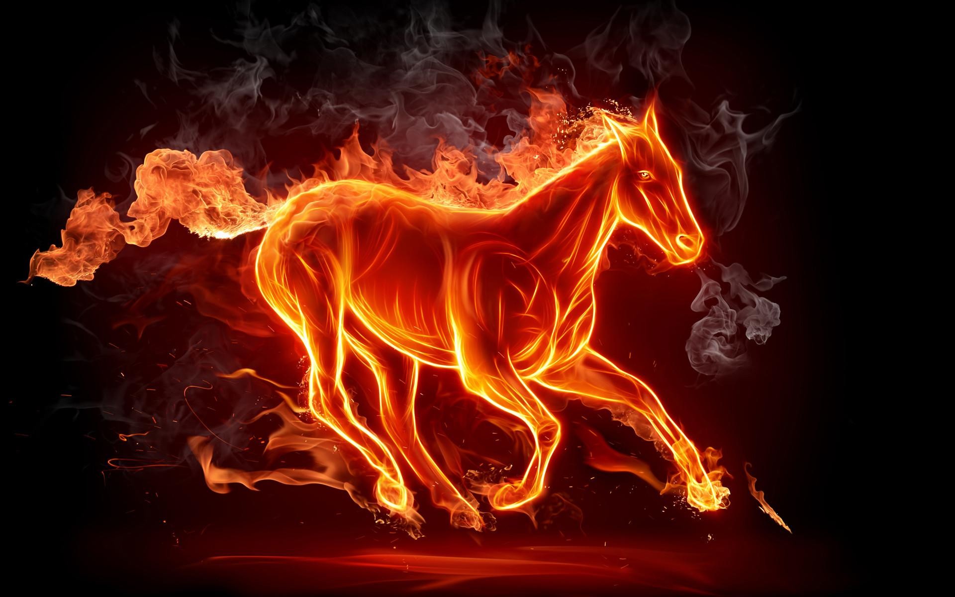 Cavallo di fuoco, Fiamme, Arte digitale, 1920x1200, sfondo MacBook Pro